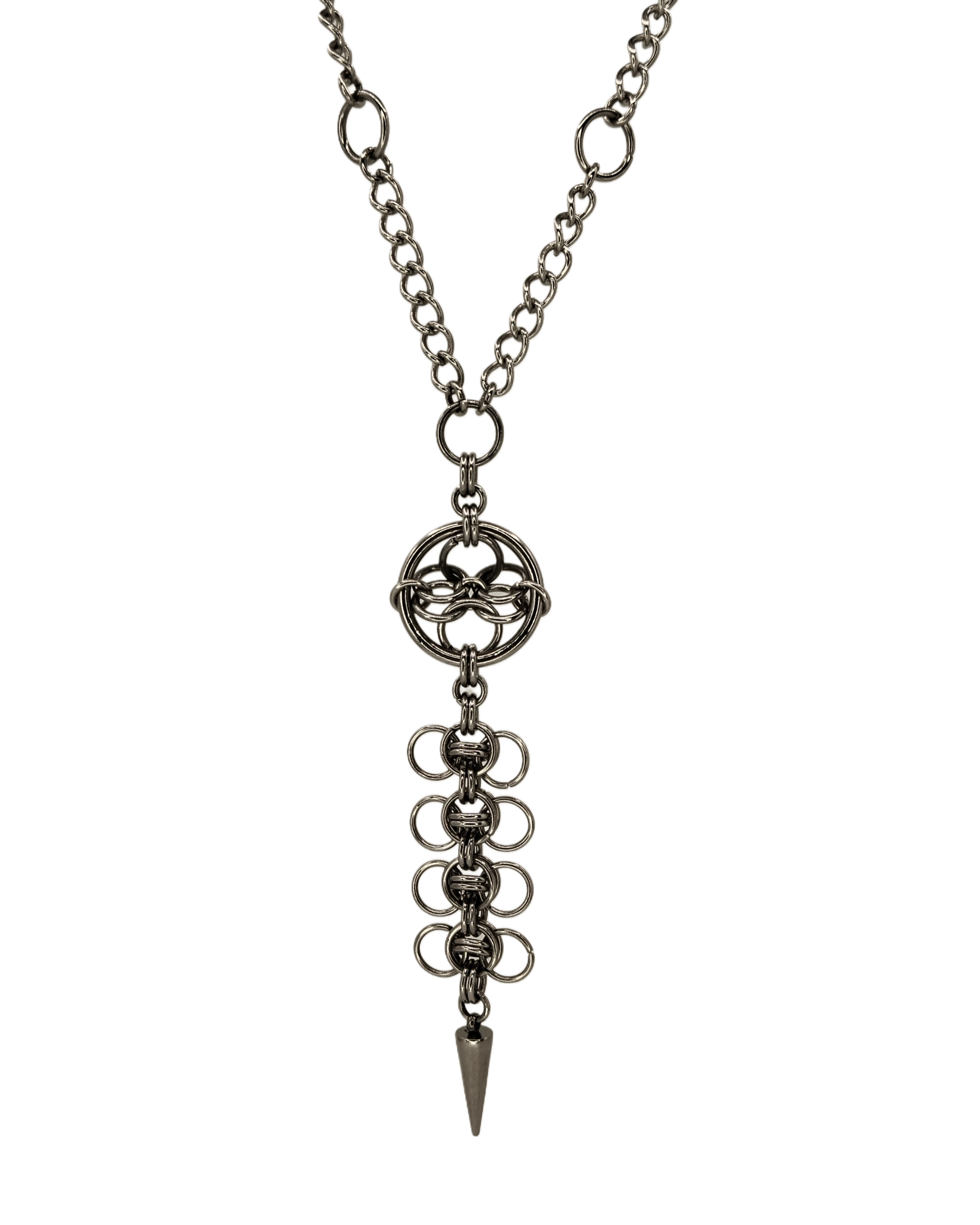 The Octavia Chainmail Pendant Necklace in Stainless Steel
