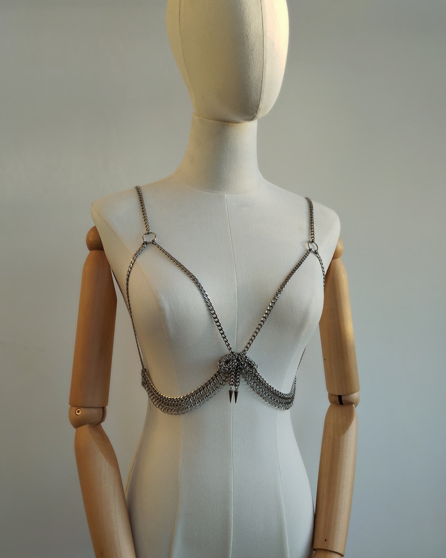 The Bow Chainmail Bralet in Stainless Steel