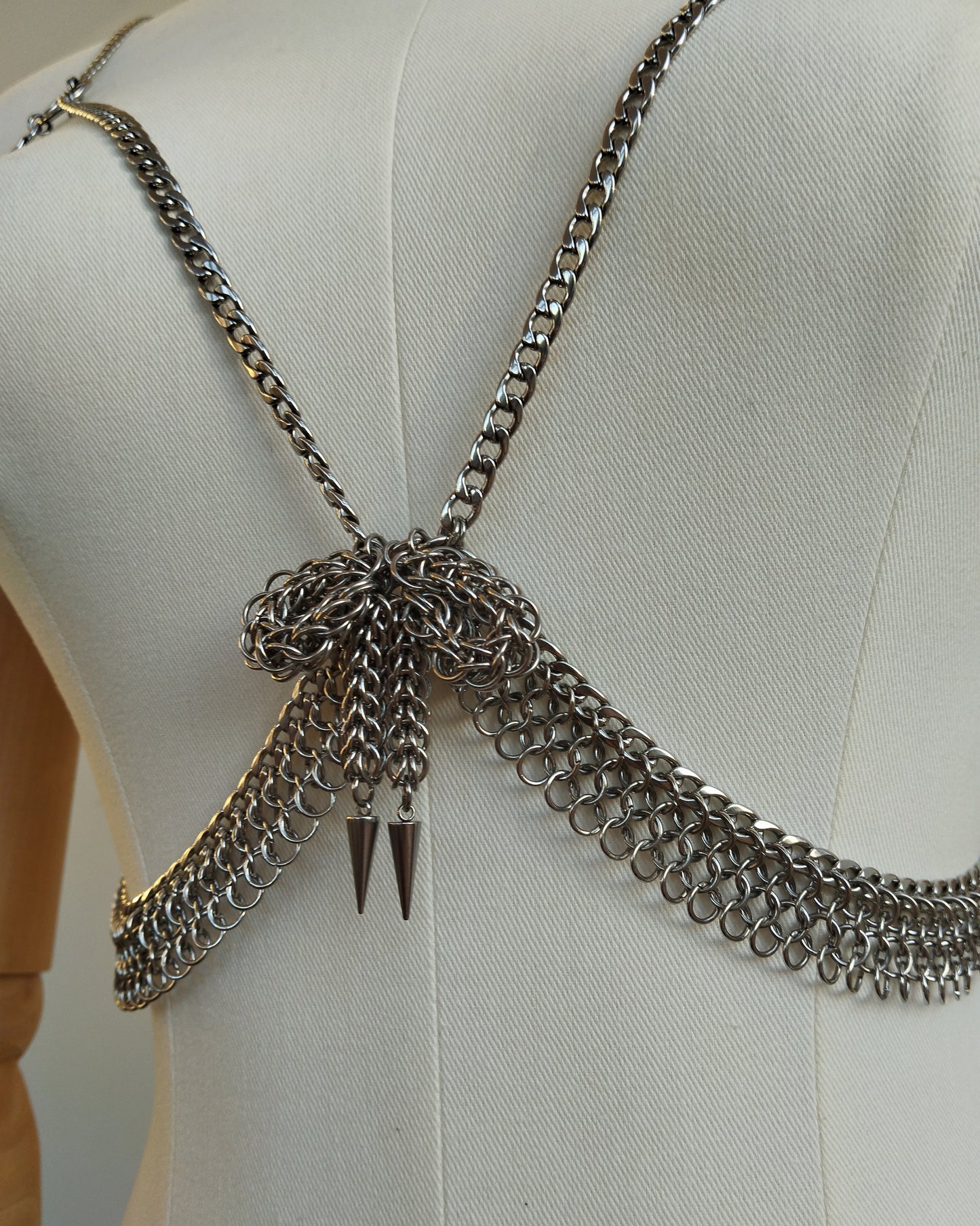 The Bow Chainmail Bralet in Stainless Steel