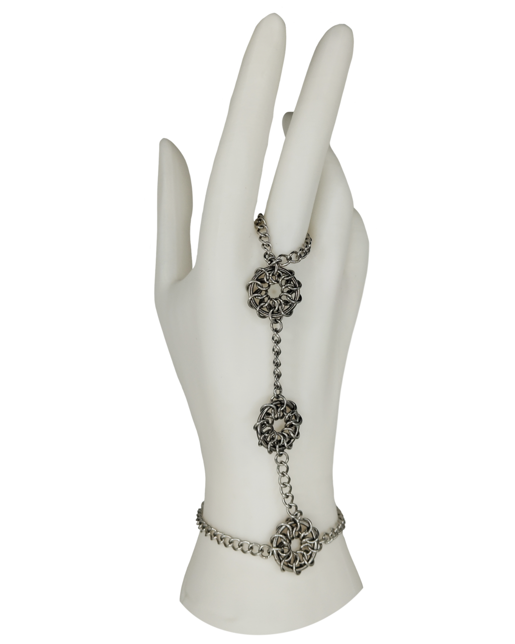 The Oneiroi Chainmail Bracelet Hand Chain in Stainless Steel