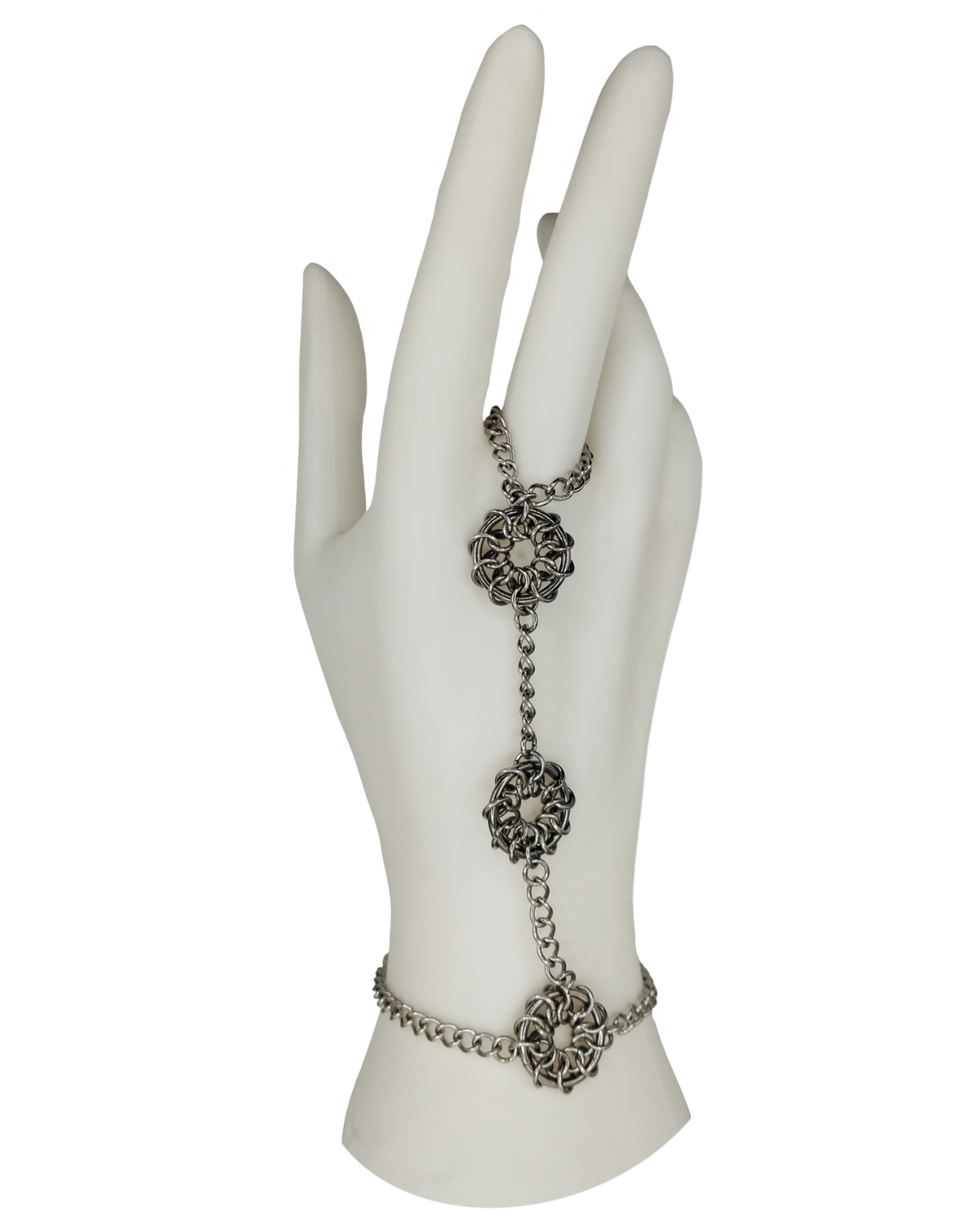 The Oneiroi Chainmail Bracelet Hand Chain in Stainless Steel