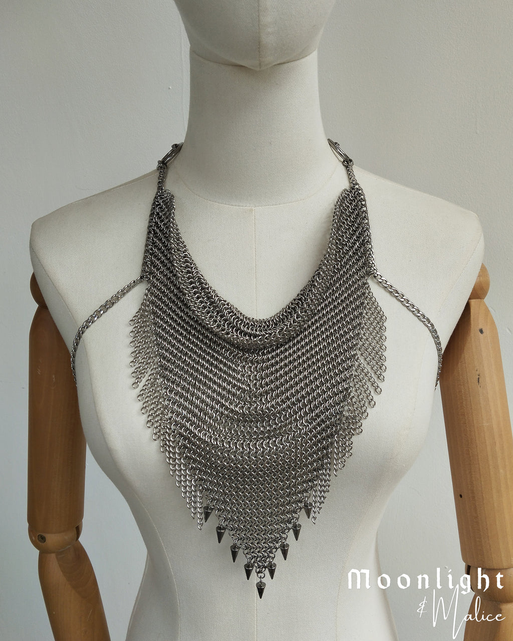 The Sacred Heart Chainmail Body Piece in Stainless Steel - One of a Kind