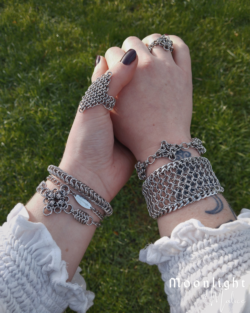 The Chainmail Cuff Bracelet in Stainless Steel