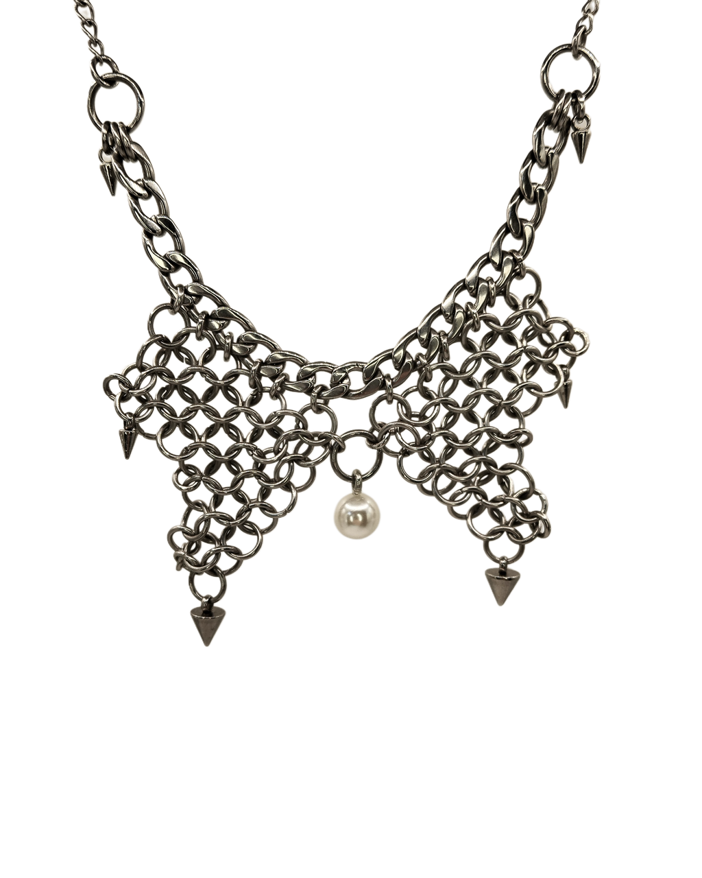 The Dark Bramble Chainmail Winged Necklace in Stainless Steel
