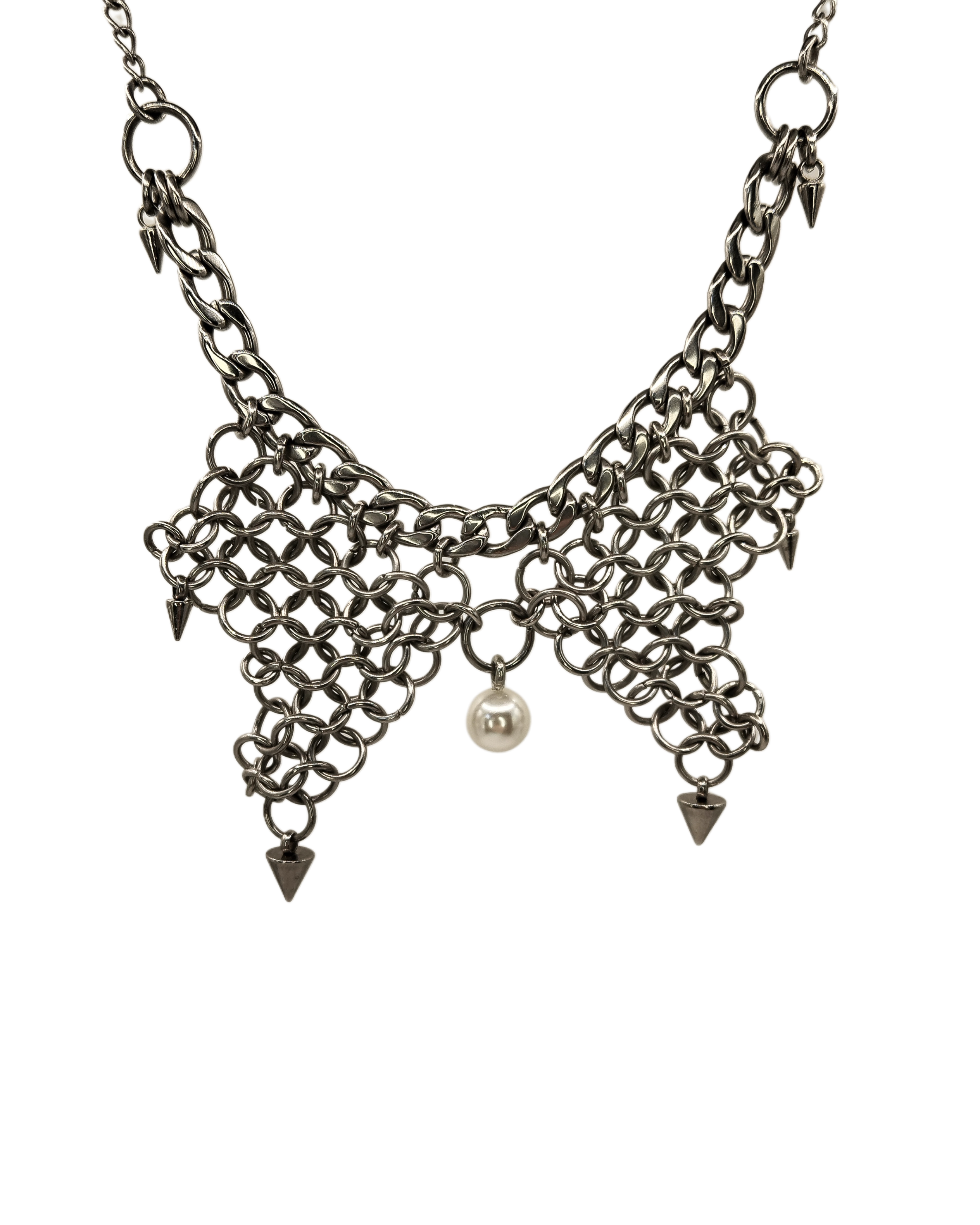 The Dark Bramble Chainmail Winged Necklace in Stainless Steel
