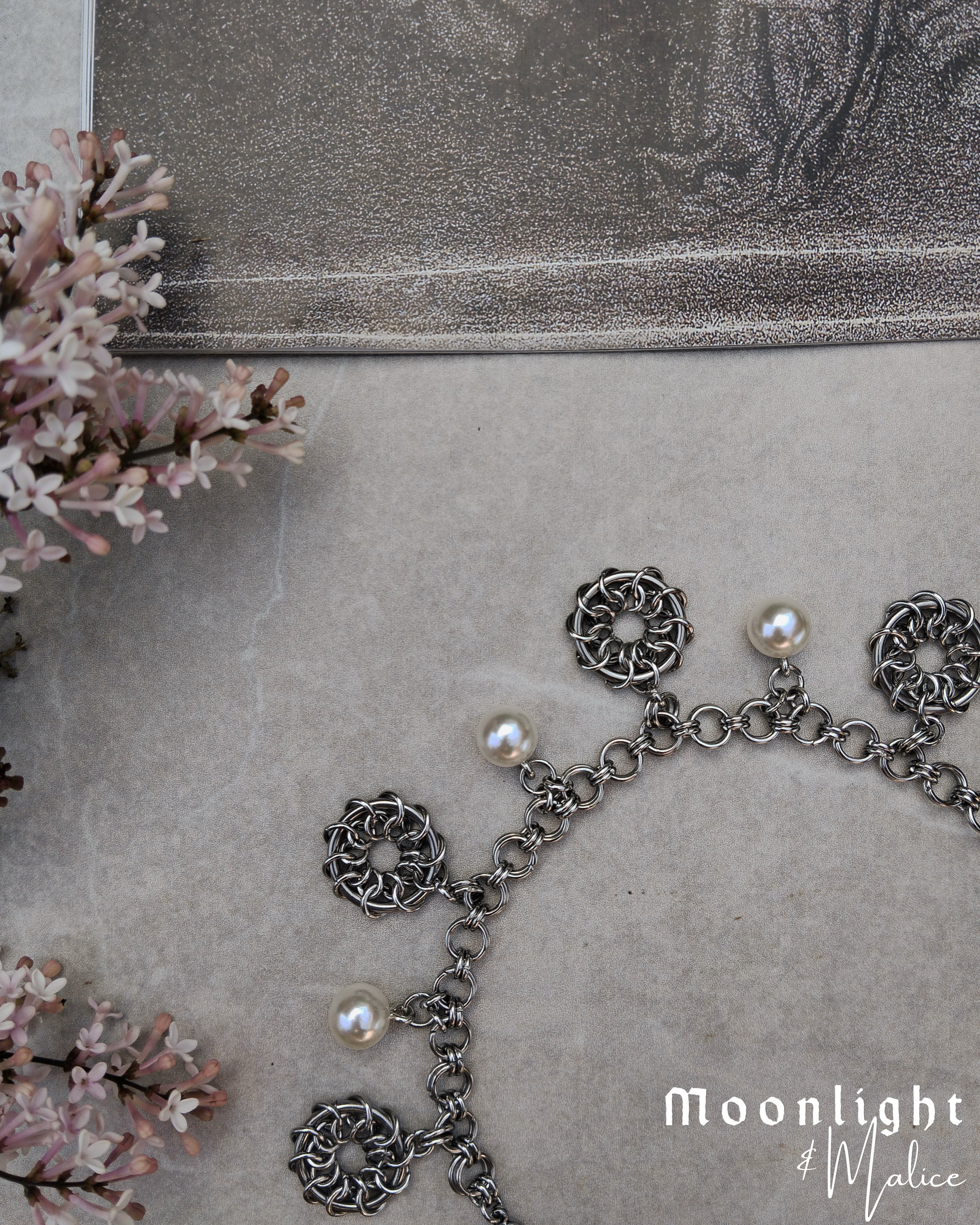 The Oneiroi Chainmail Charm Bracelet in Stainless Steel