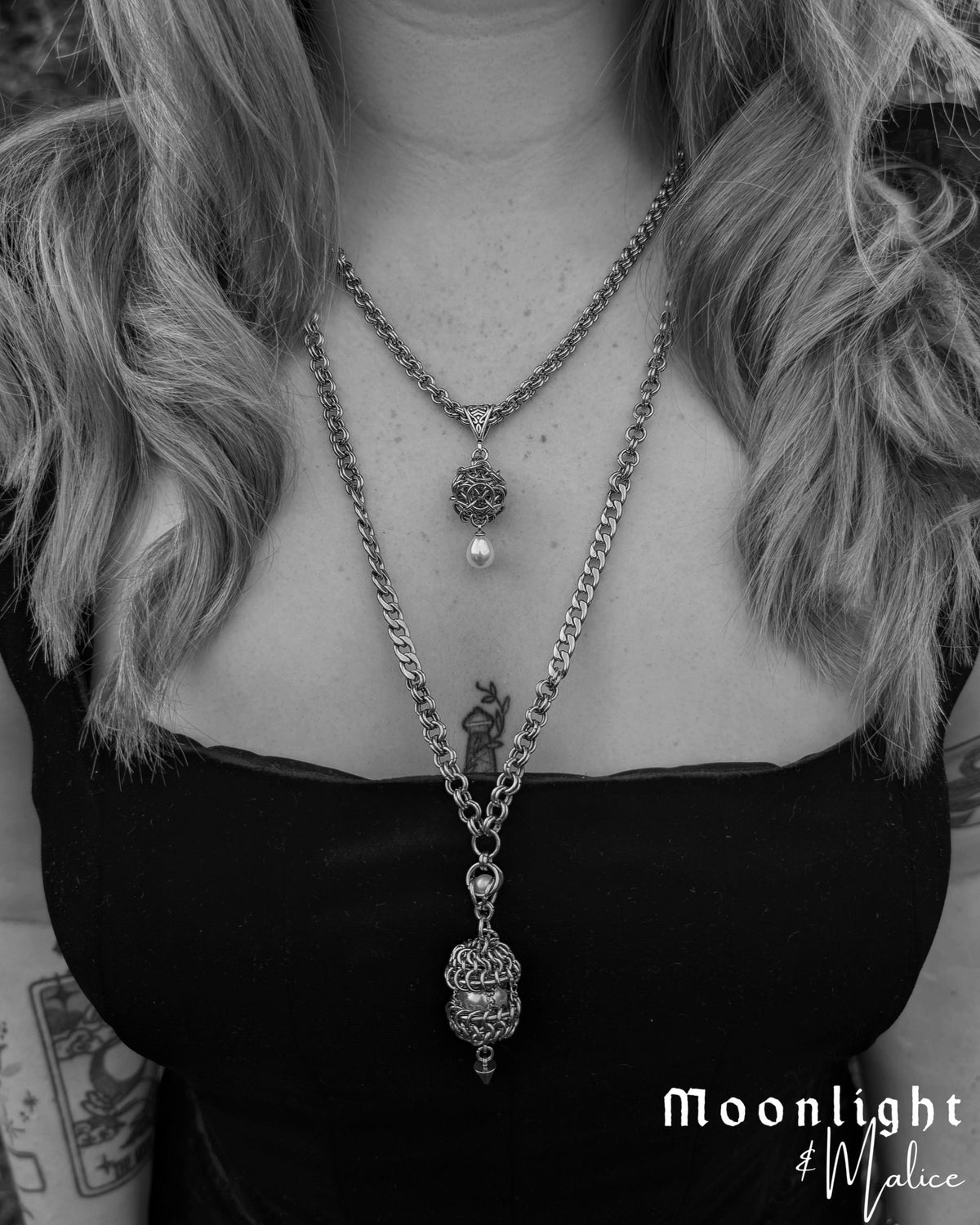 The Angel’s Egg Chainmail Pendant Necklace in Stainless Steel