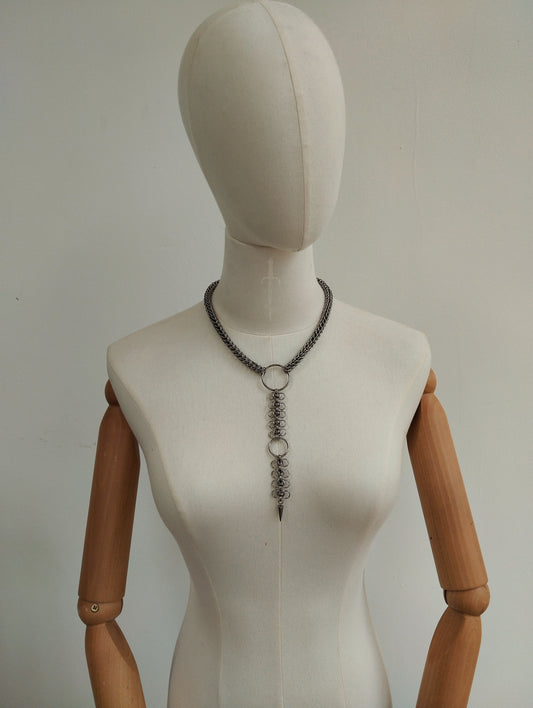 One of a Kind - The Lilith Spike Chainmail Necklace in Stainless Steel