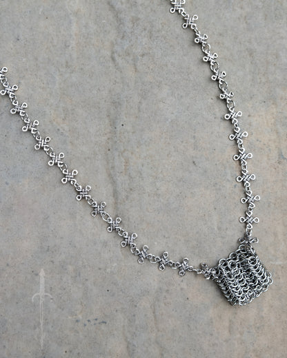 One of a Kind - The Miniature Chainmail Pouch Necklace in Stainless Steel