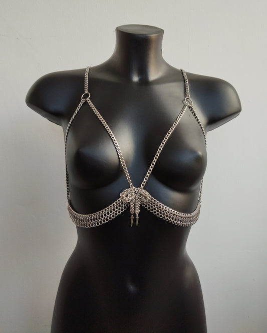 The Bow Chainmail Bralet in Stainless Steel