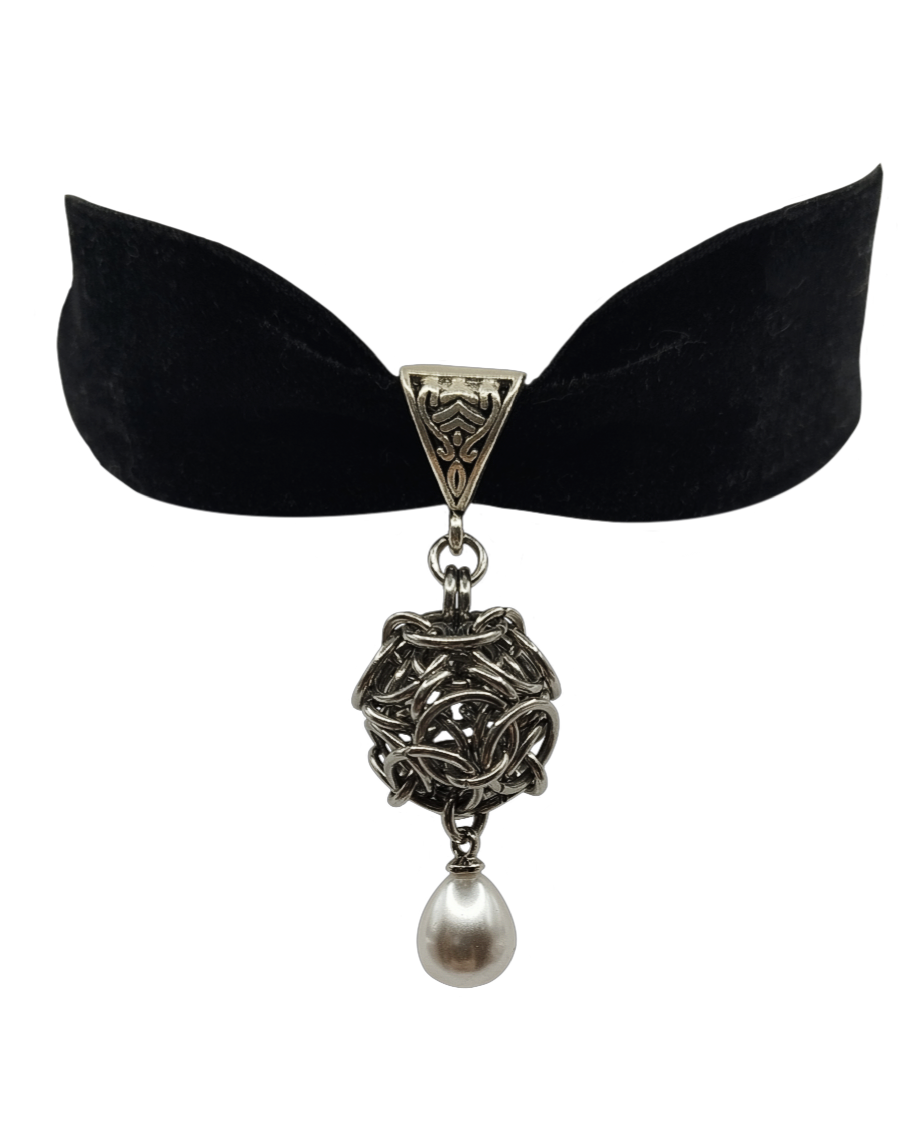 The Dragon’s Egg Chainmail Ribbon Necklace in Stainless Steel