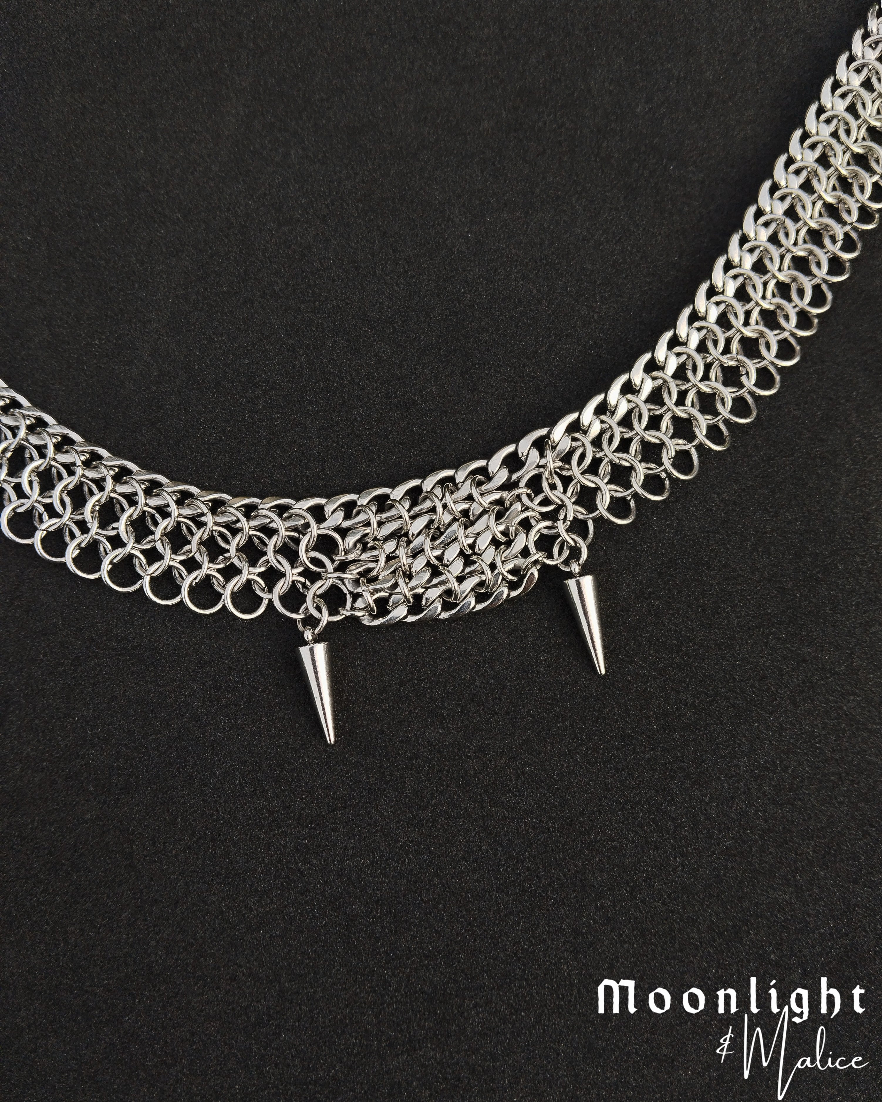 The Viktoria Vampiric Chainmail Choker in Stainless Steel