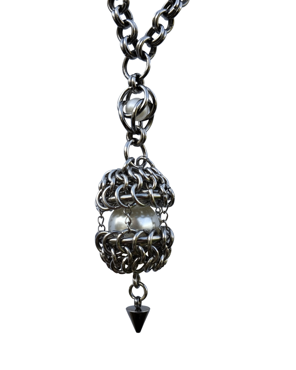 The Angel’s Egg Chainmail Pendant Necklace in Stainless Steel