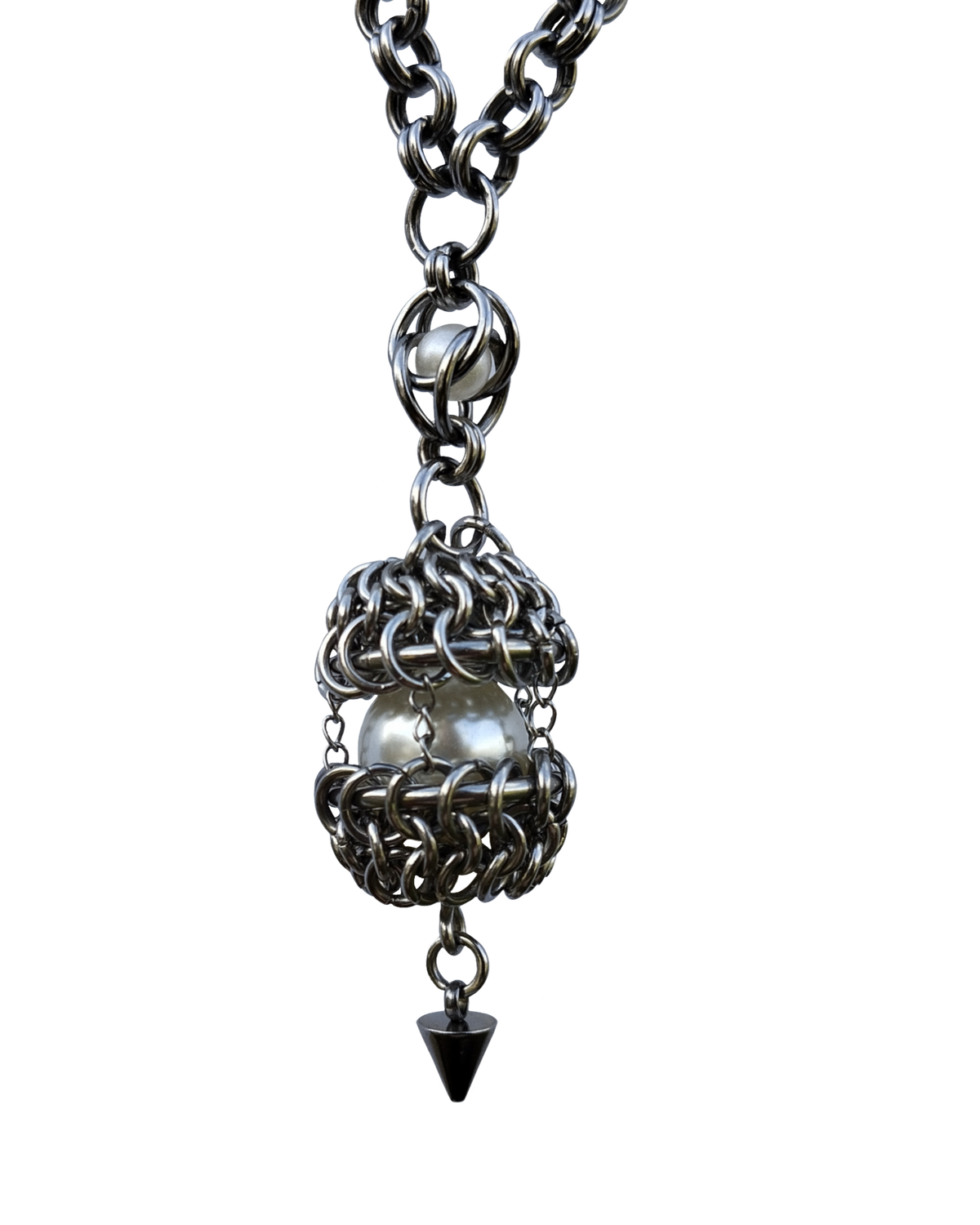 The Angel’s Egg Chainmail Pendant Necklace in Stainless Steel