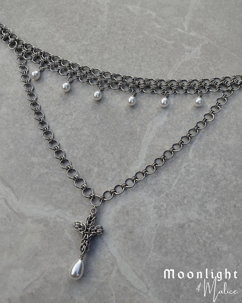 The Wishbone Chainmail Choker Necklace - One of a Kind