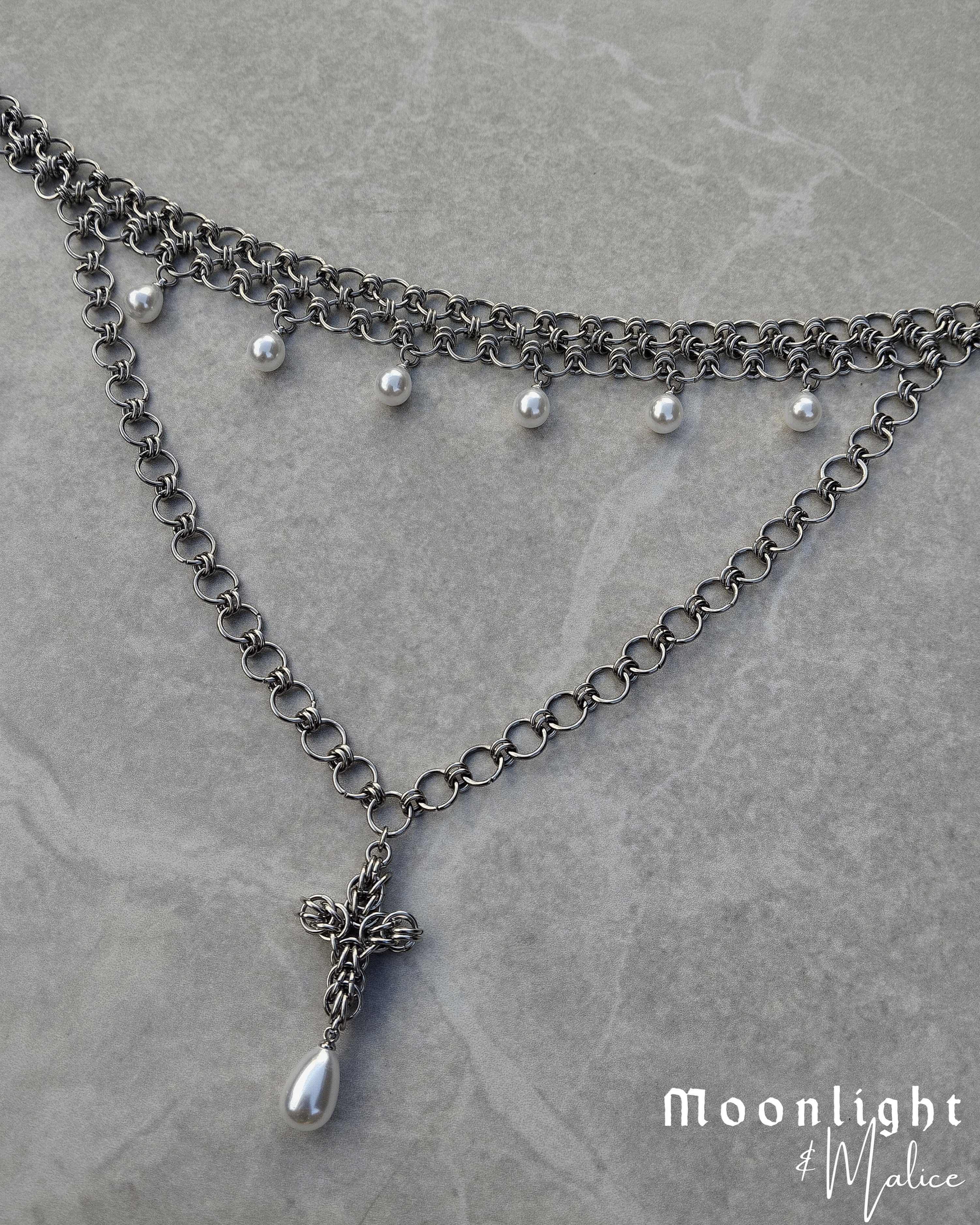 The Wishbone Chainmail Choker Necklace - One of a Kind
