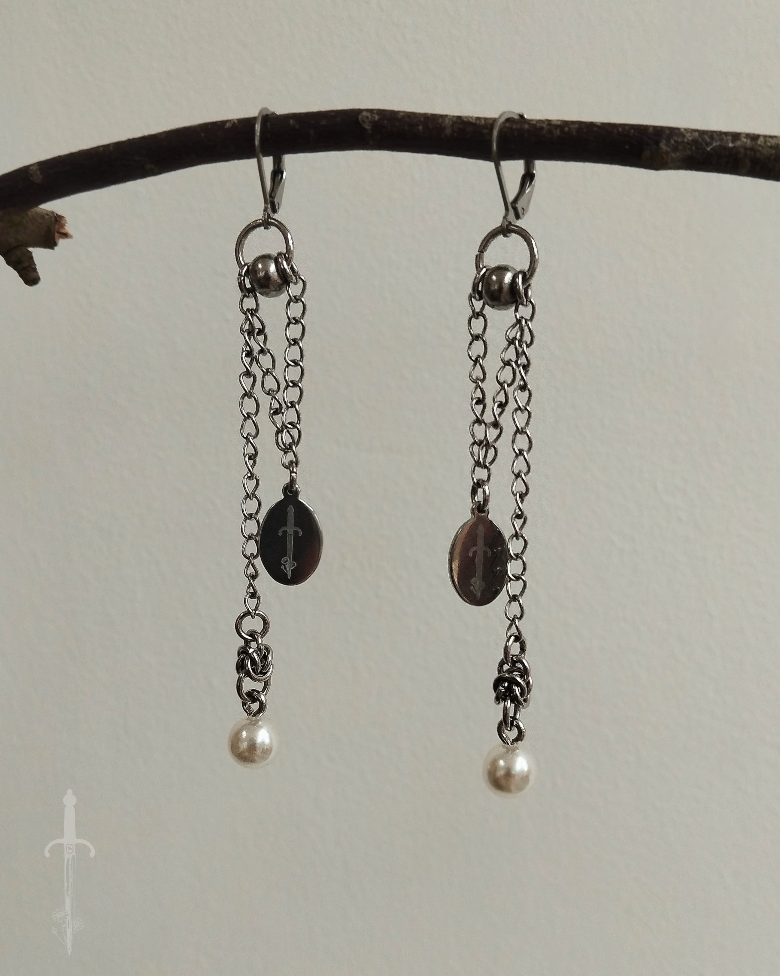 The Rusalka Chainmail Earrings in Stainless Steel