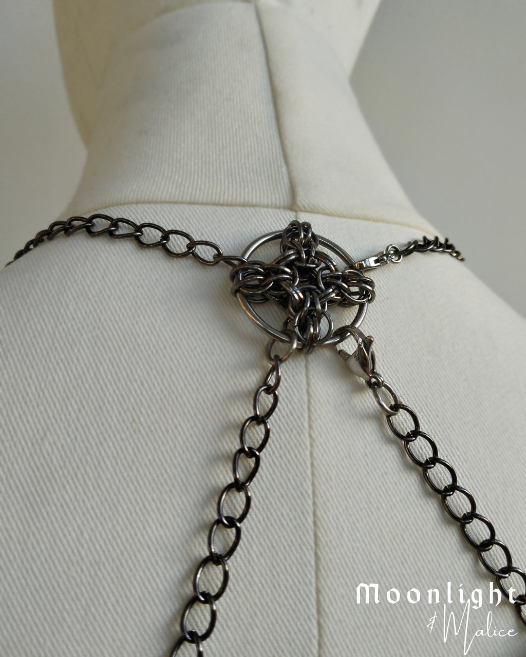 The Ayla Collar Statement Chainmail Piece in Gun Metal Black