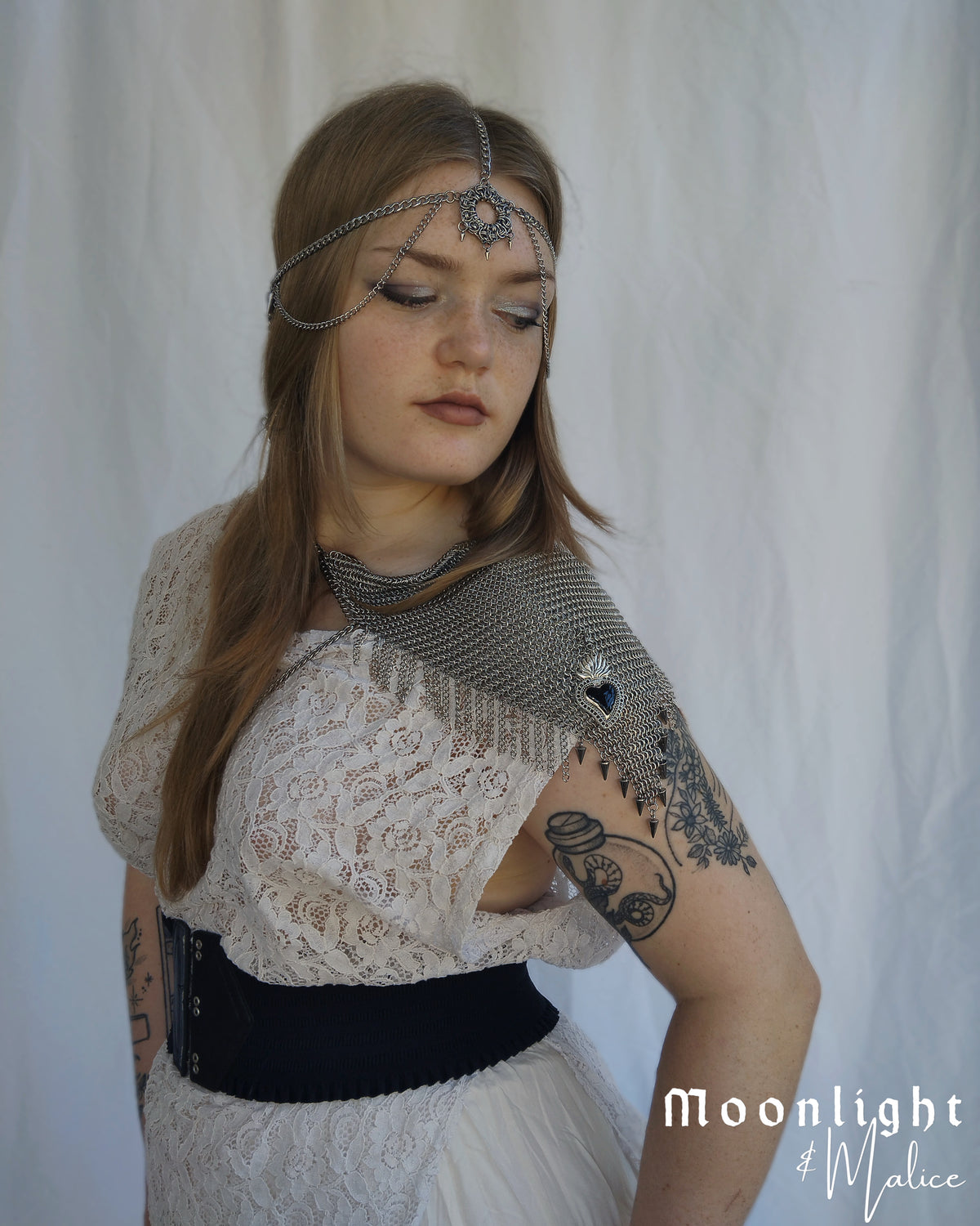 The Sacred Heart Chainmail Body Piece in Stainless Steel - One of a Kind