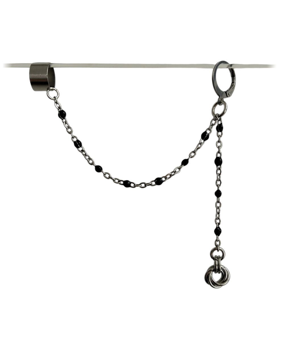 The Rosafiere Chainmail Earring + Cuff in Gun Metal Black & Stainless Steel