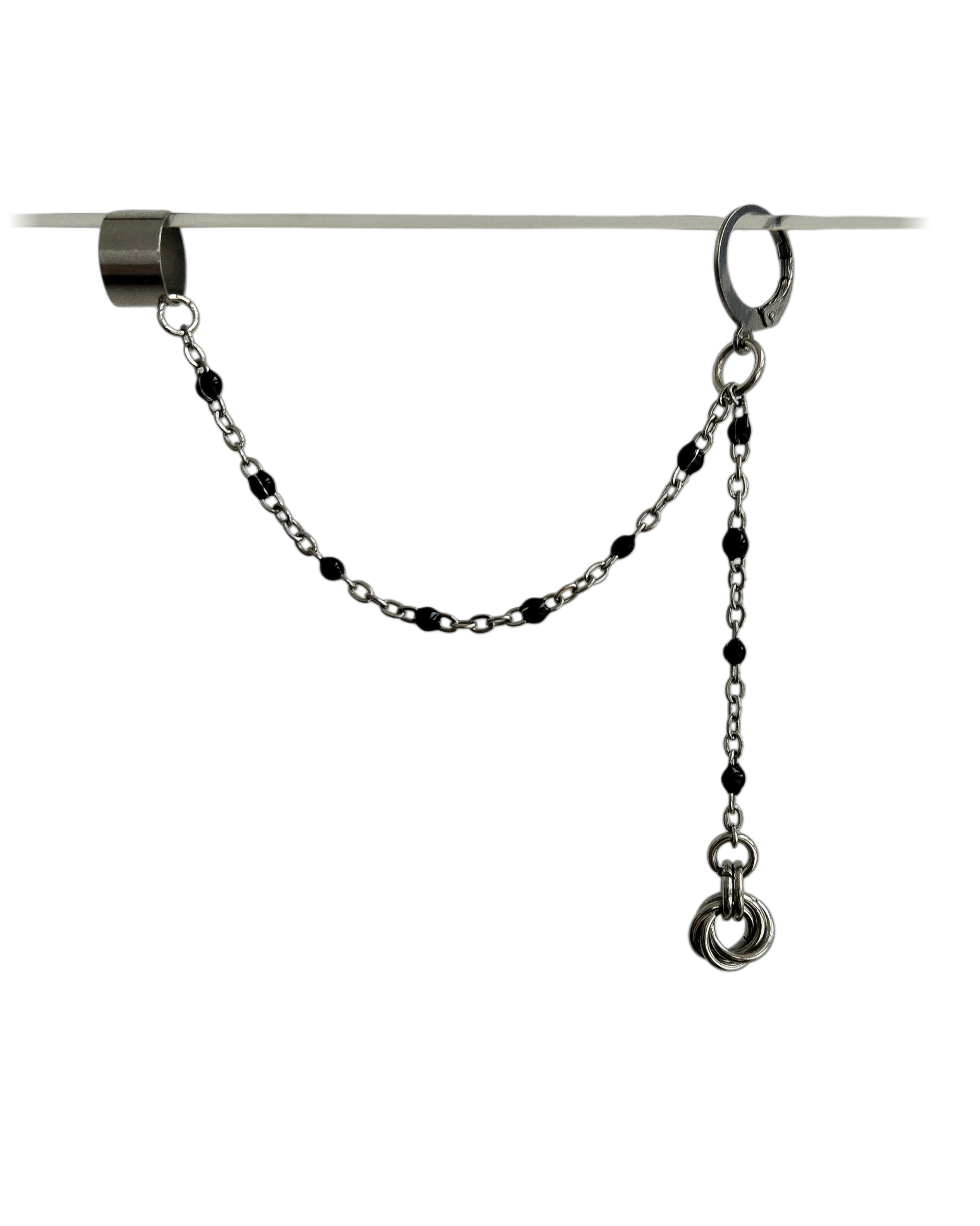 The Rosafiere Chainmail Earring + Cuff in Gun Metal Black & Stainless Steel