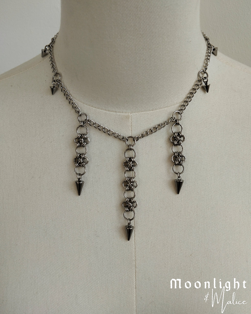 The Esme Chainmail Pendant Necklace in Stainless Steel