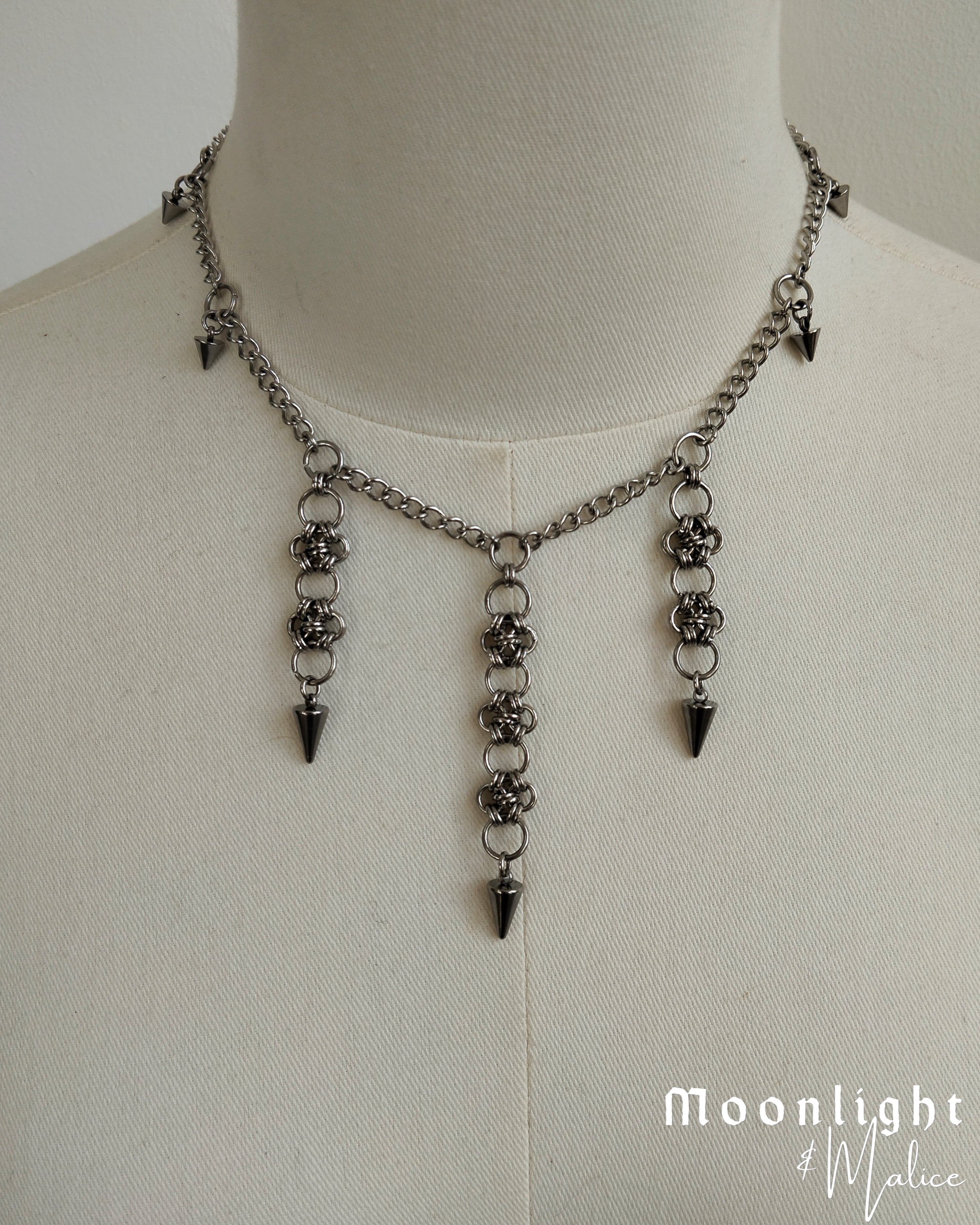 The Esme Chainmail Pendant Necklace in Stainless Steel