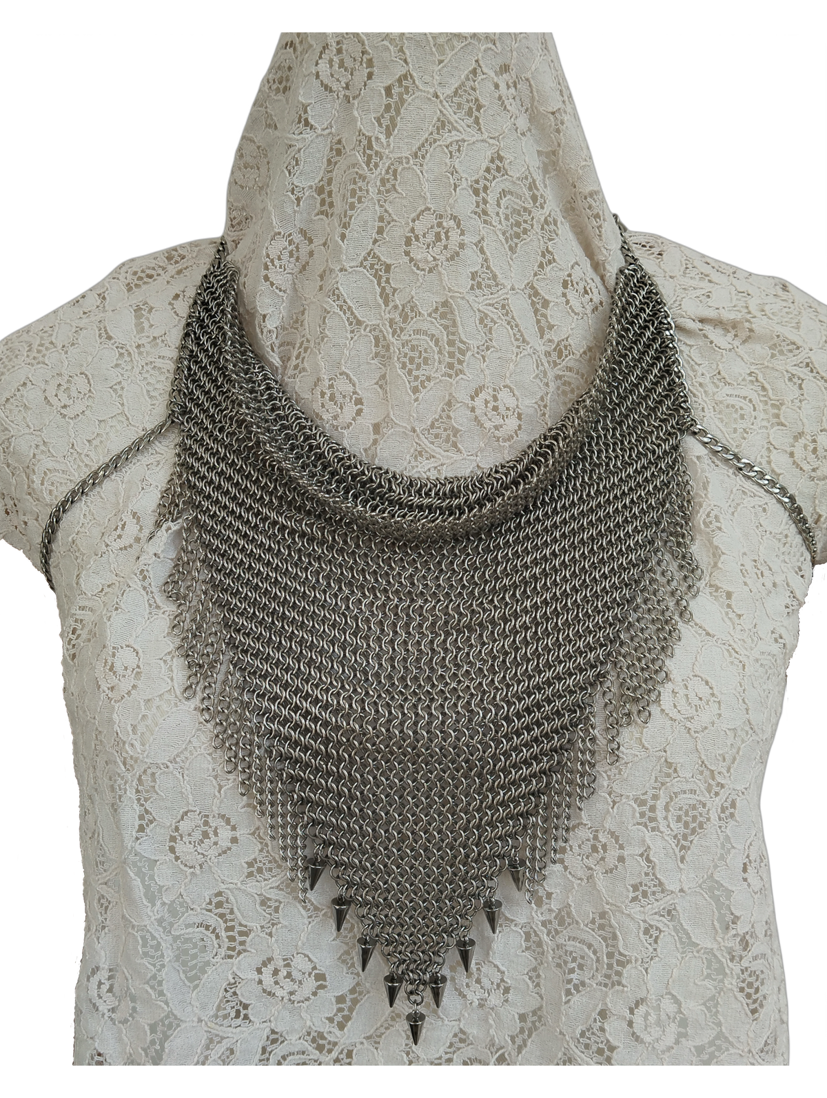 The Sacred Heart Chainmail Body Piece in Stainless Steel - One of a Kind