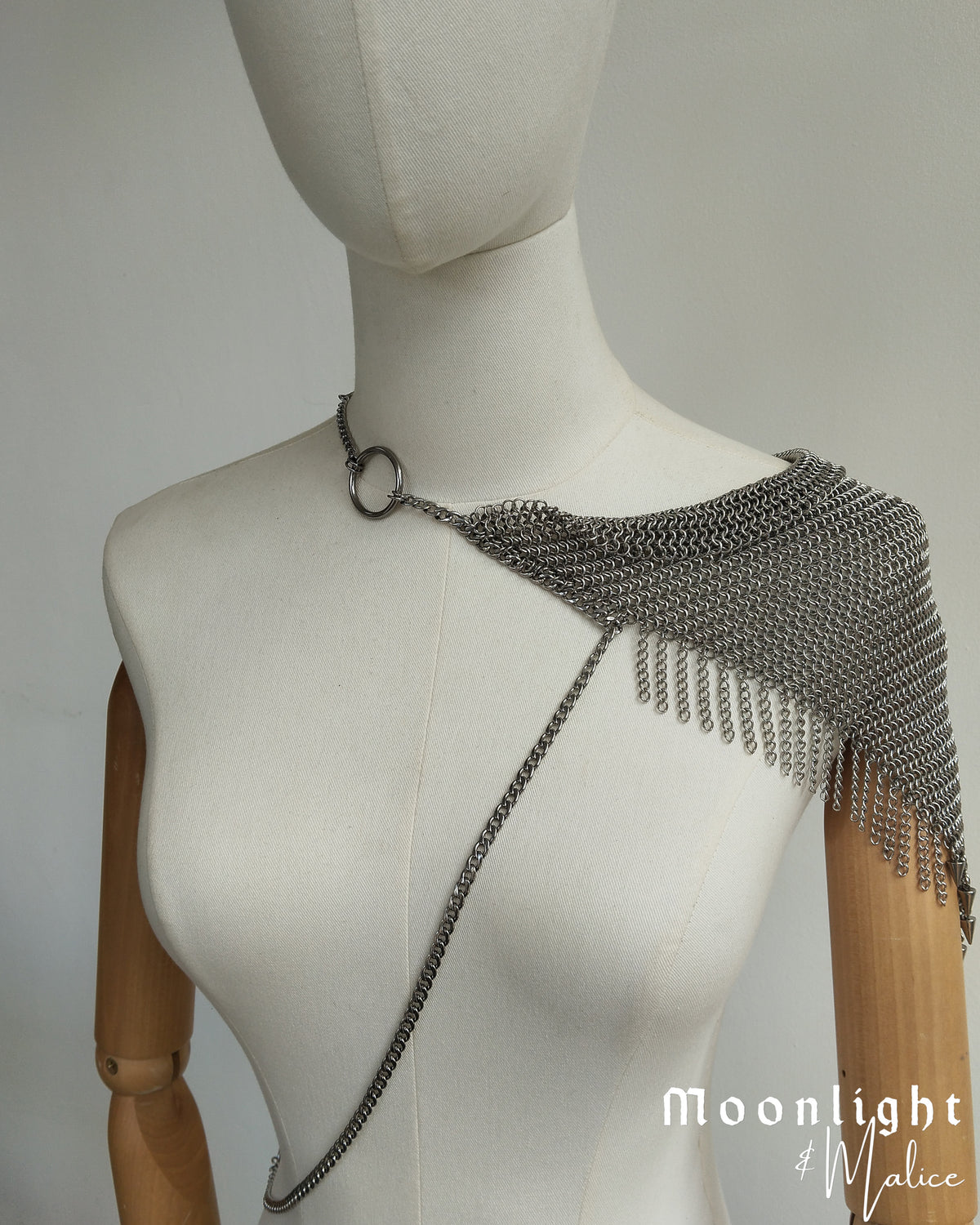 The Sacred Heart Chainmail Body Piece in Stainless Steel - One of a Kind