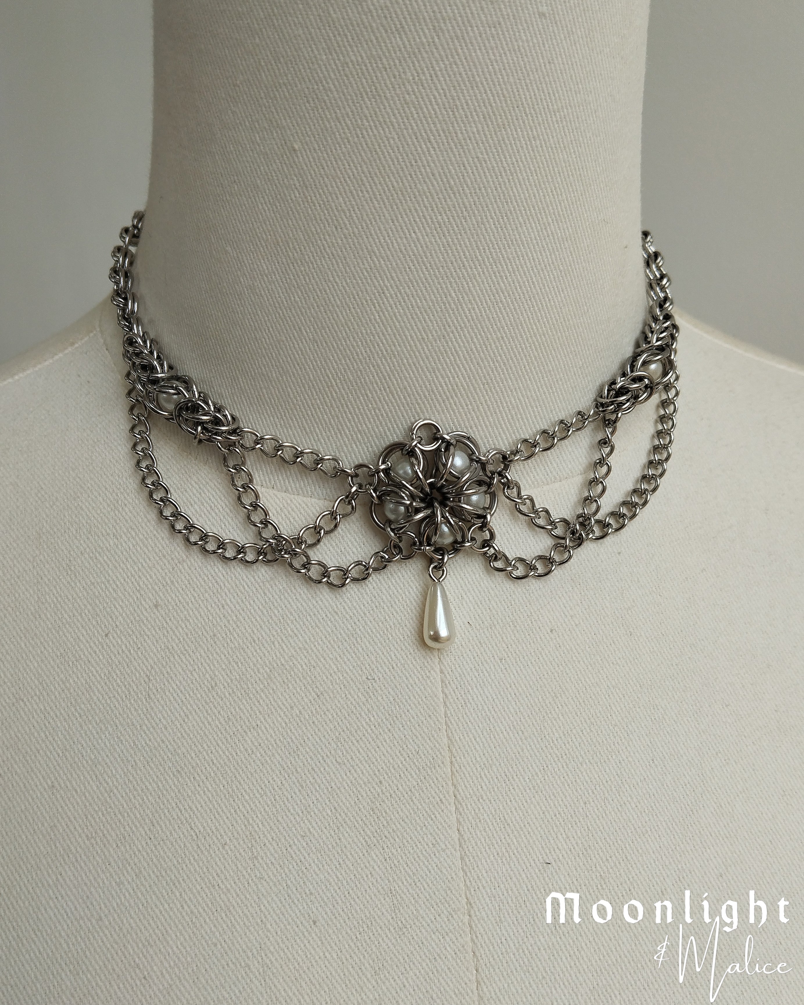 The Clytie Chainmail Choker Necklace in Stainless Steel