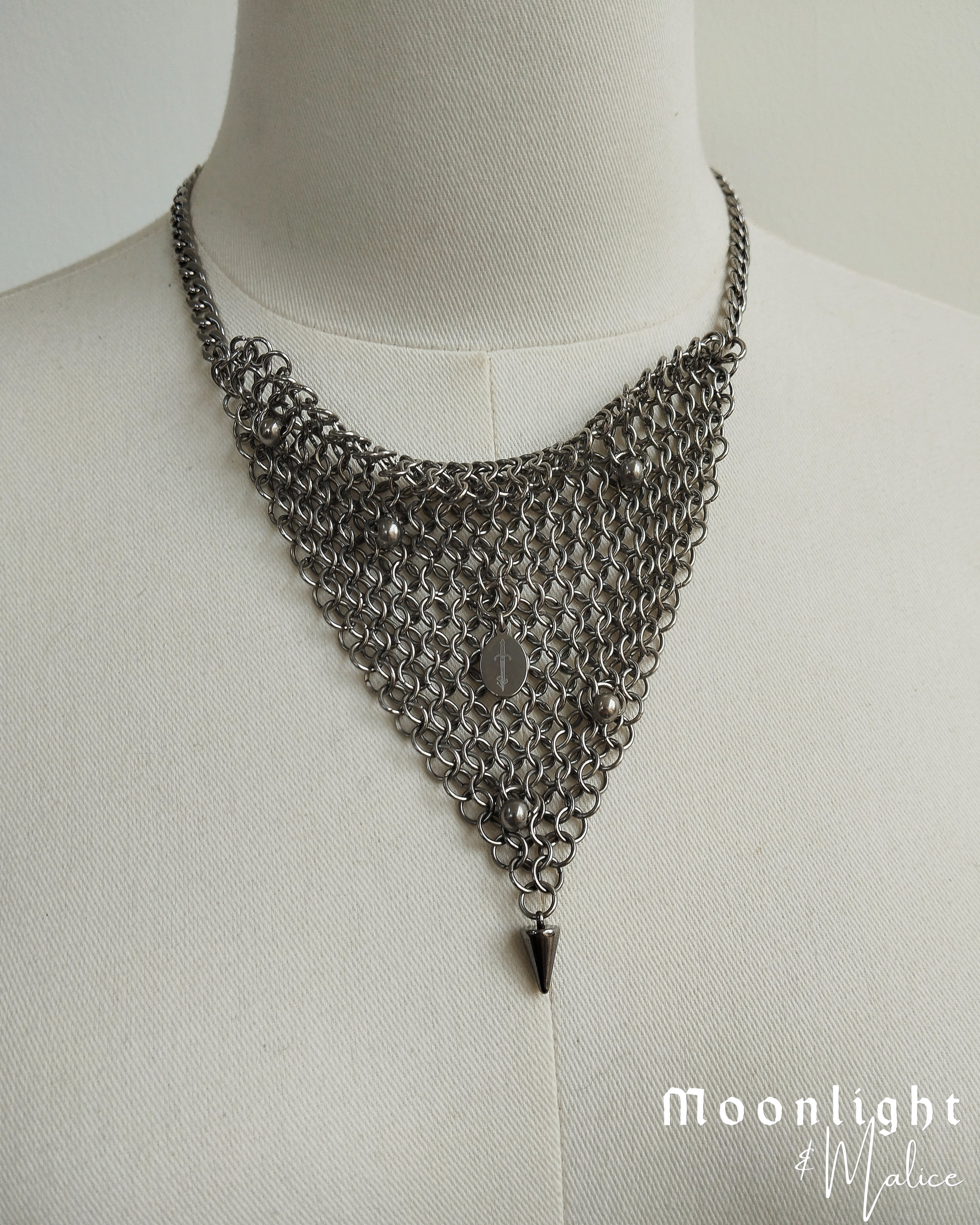 The Bermuda Chainmail Bandana Necklace in Stainless Steel