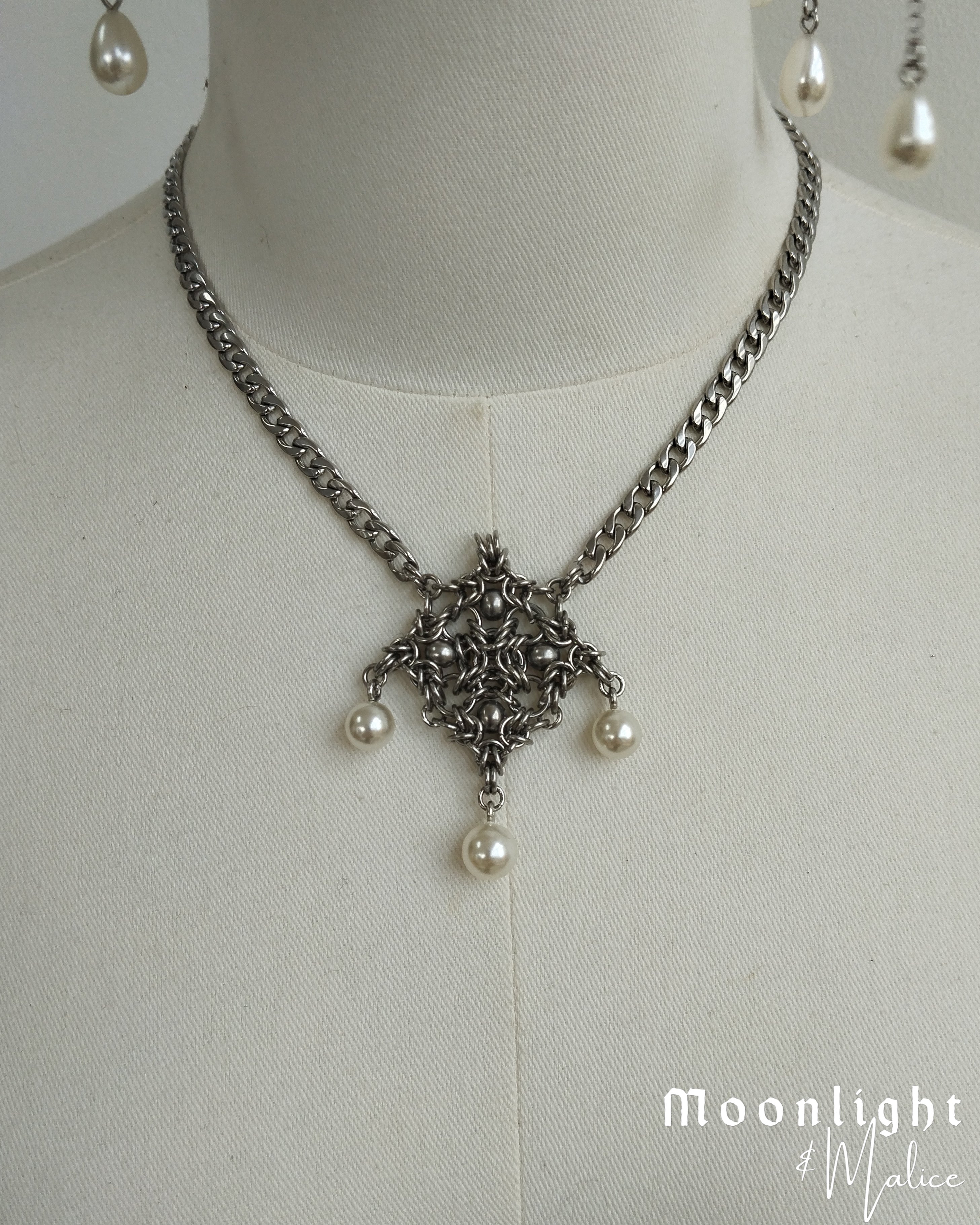 The Lost Lands Chainmail Talisman Necklace in Stainless Steel