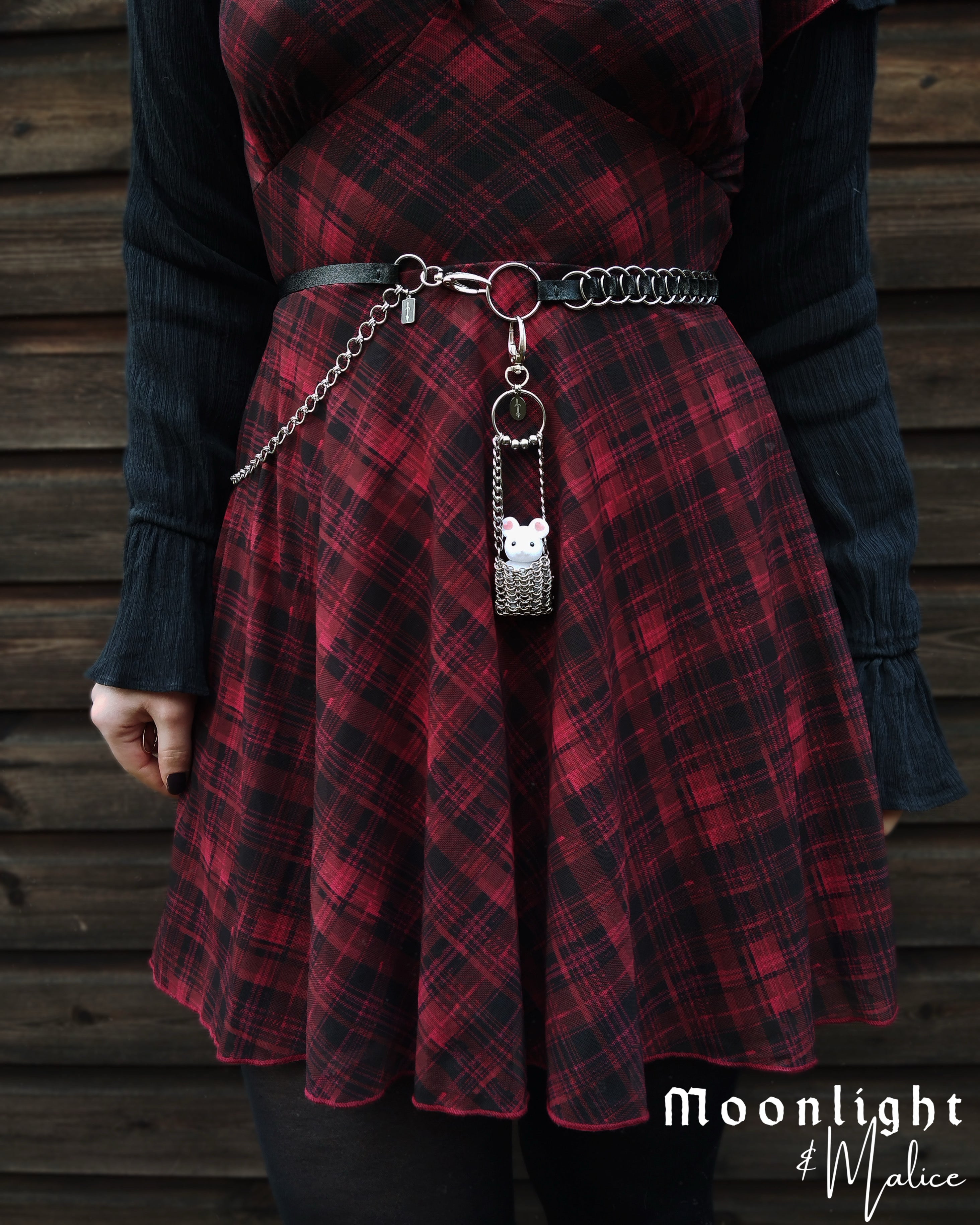 The Bare Bones Belt in Stainless Steel & Faux Leather Black