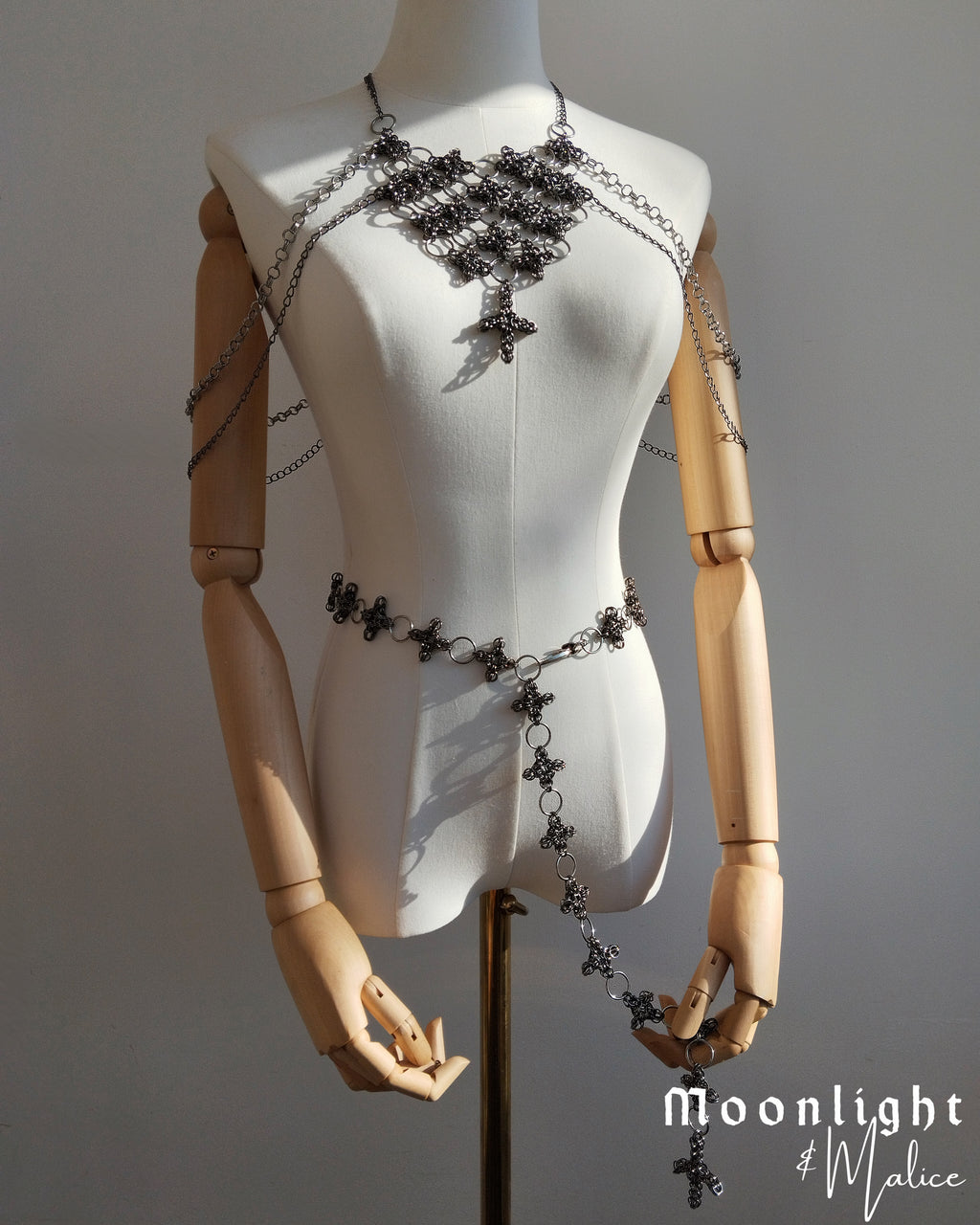The Ayla Chainmail Cross Collar & Belt Bundle
