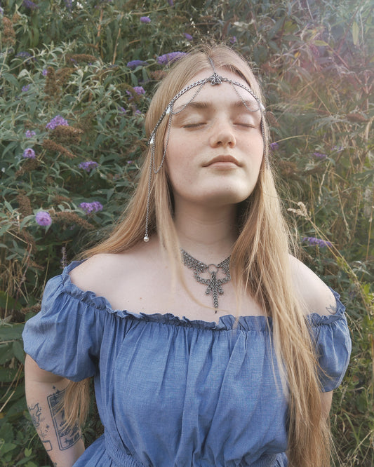 One of a Kind - The Ophelia Chainmail Head Piece in Stainless Steel