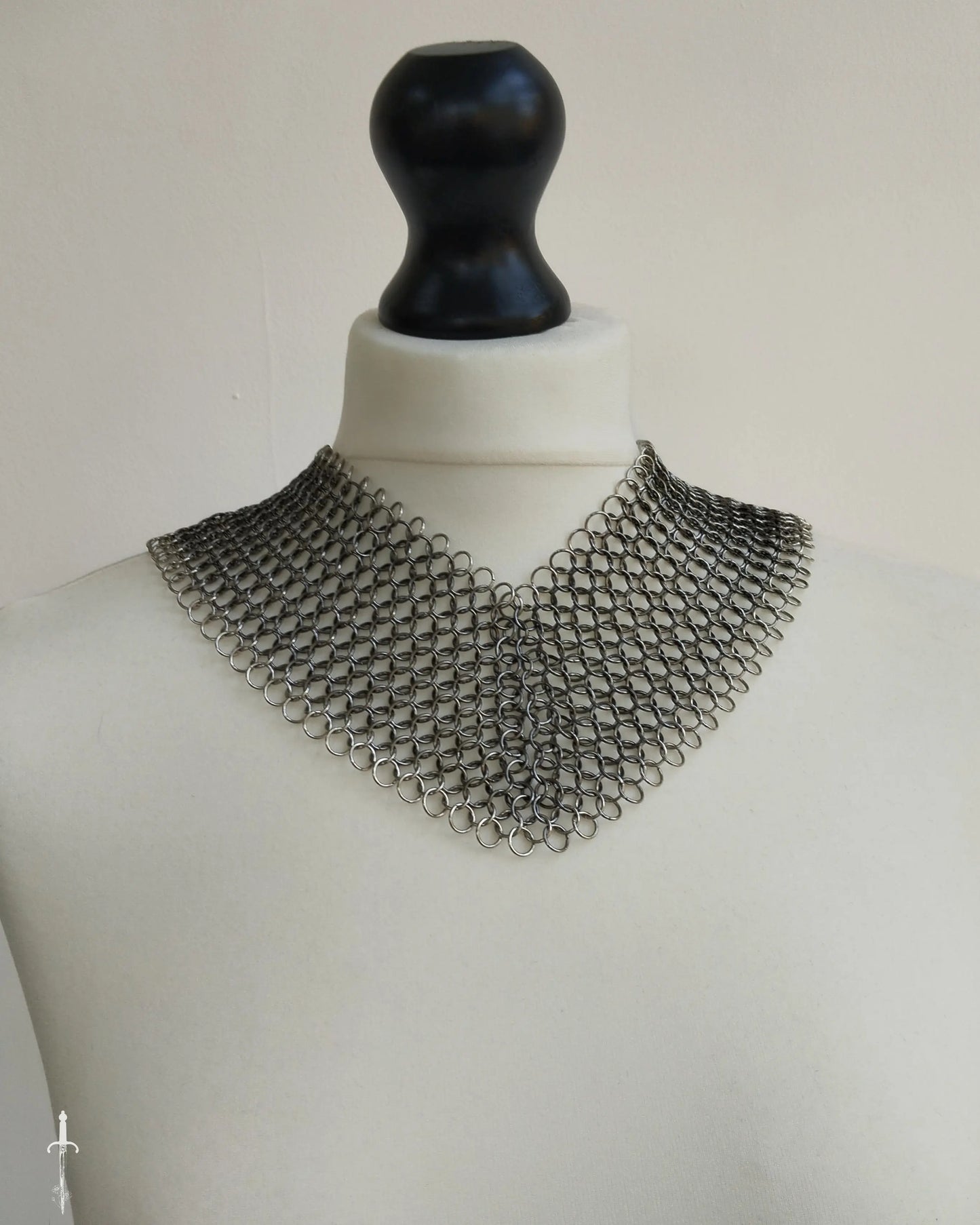 The Olivia Chainmail Collar in Gun Metal Black with Stainless Steel