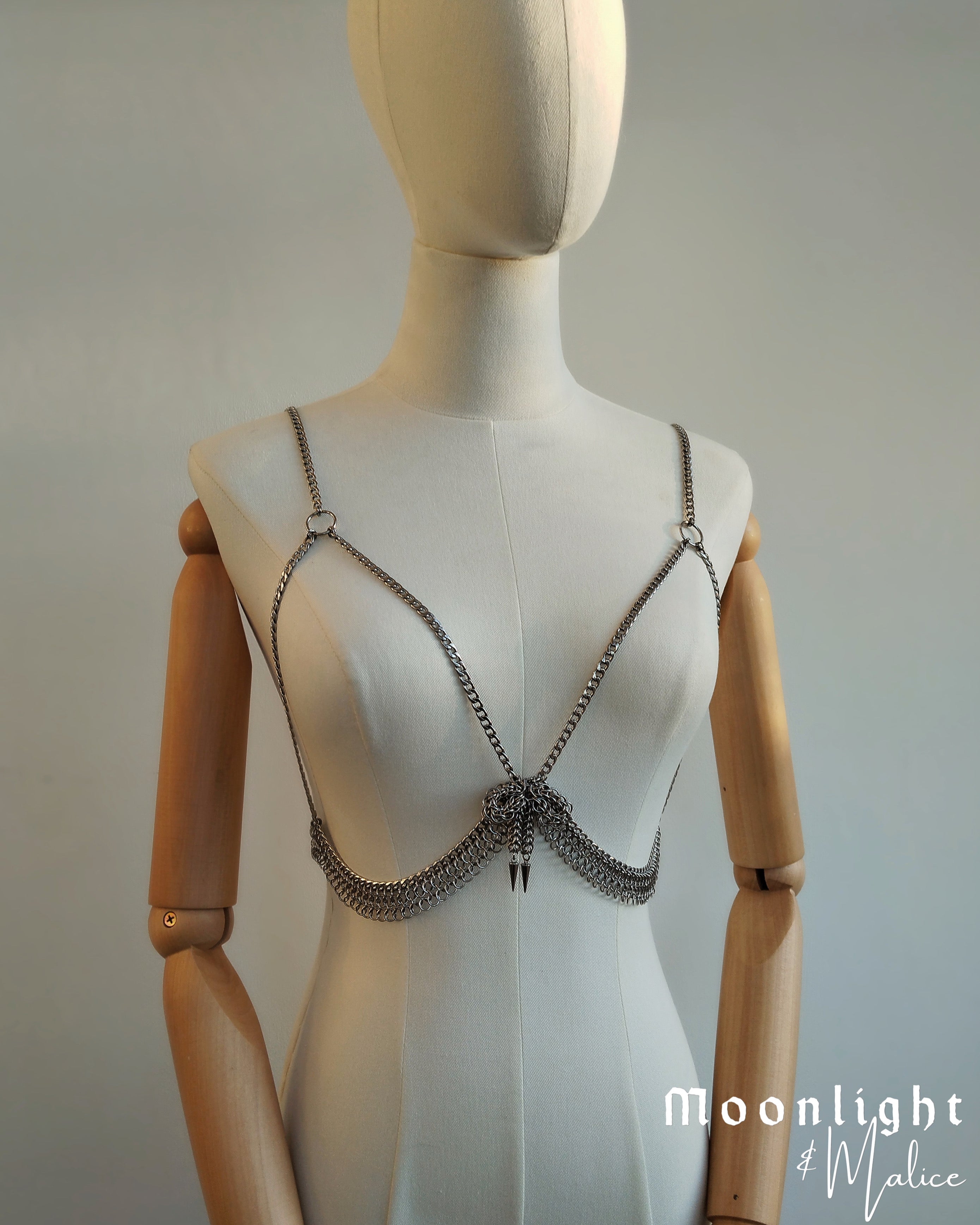 The Bow Chainmail Bralet in Stainless Steel
