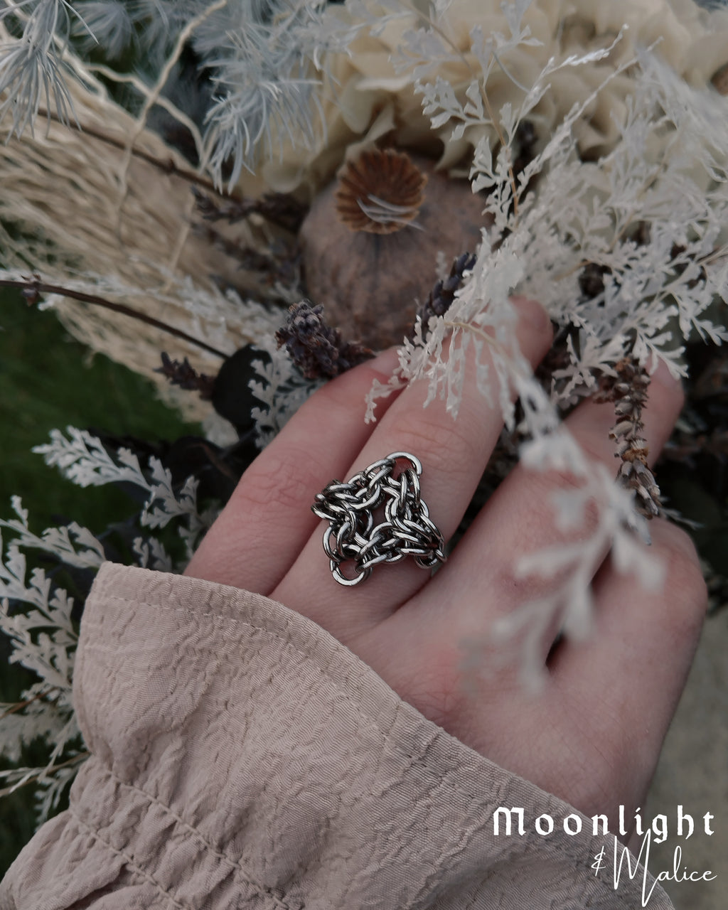 The Chainmail Shield Statement Ring