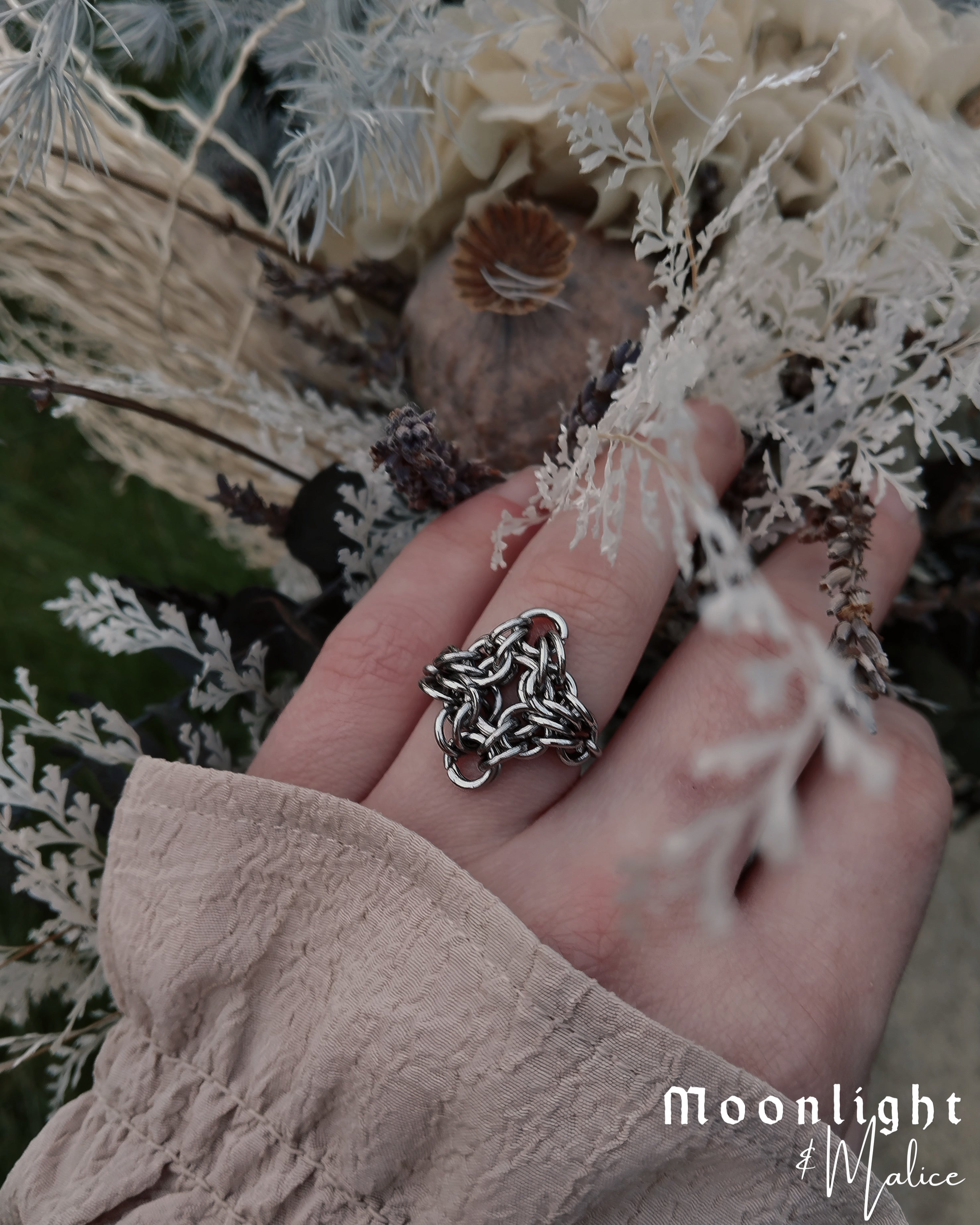 The Chainmail Shield Statement Ring