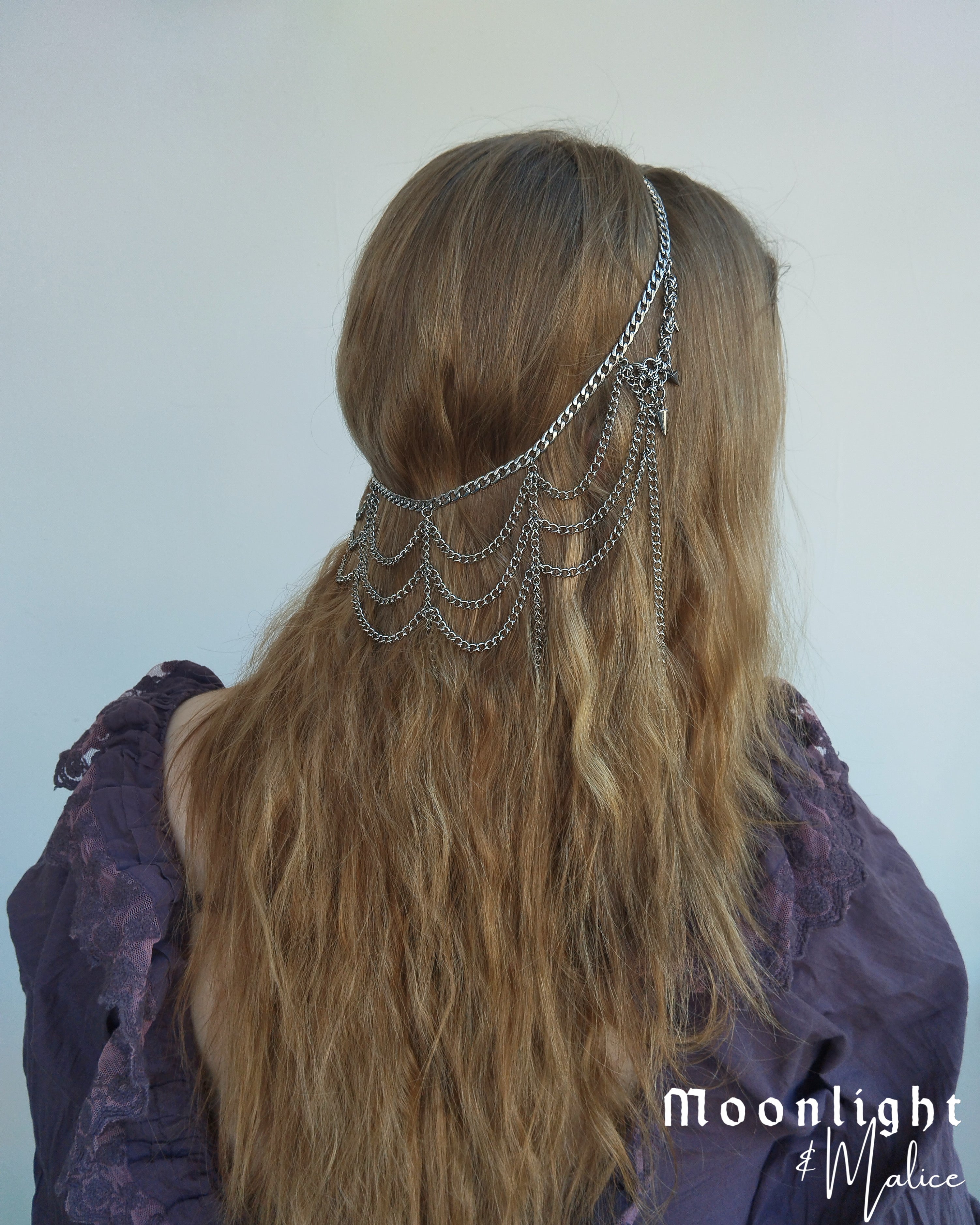 The Celeste Chainmail Head Piece in Stainless Steel - One of a Kind