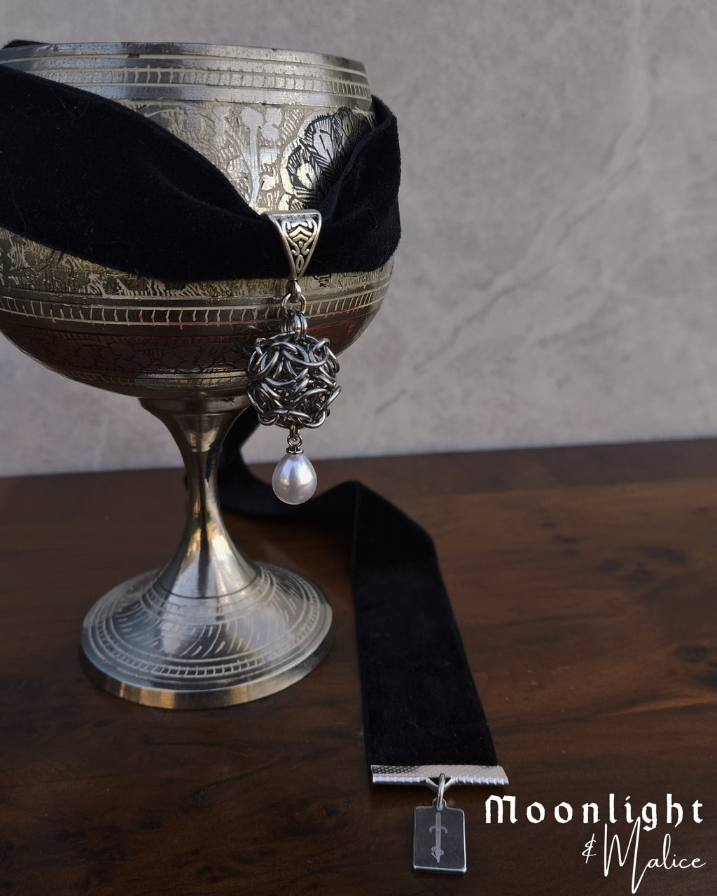 The Dragon’s Egg Chainmail Ribbon Necklace in Stainless Steel