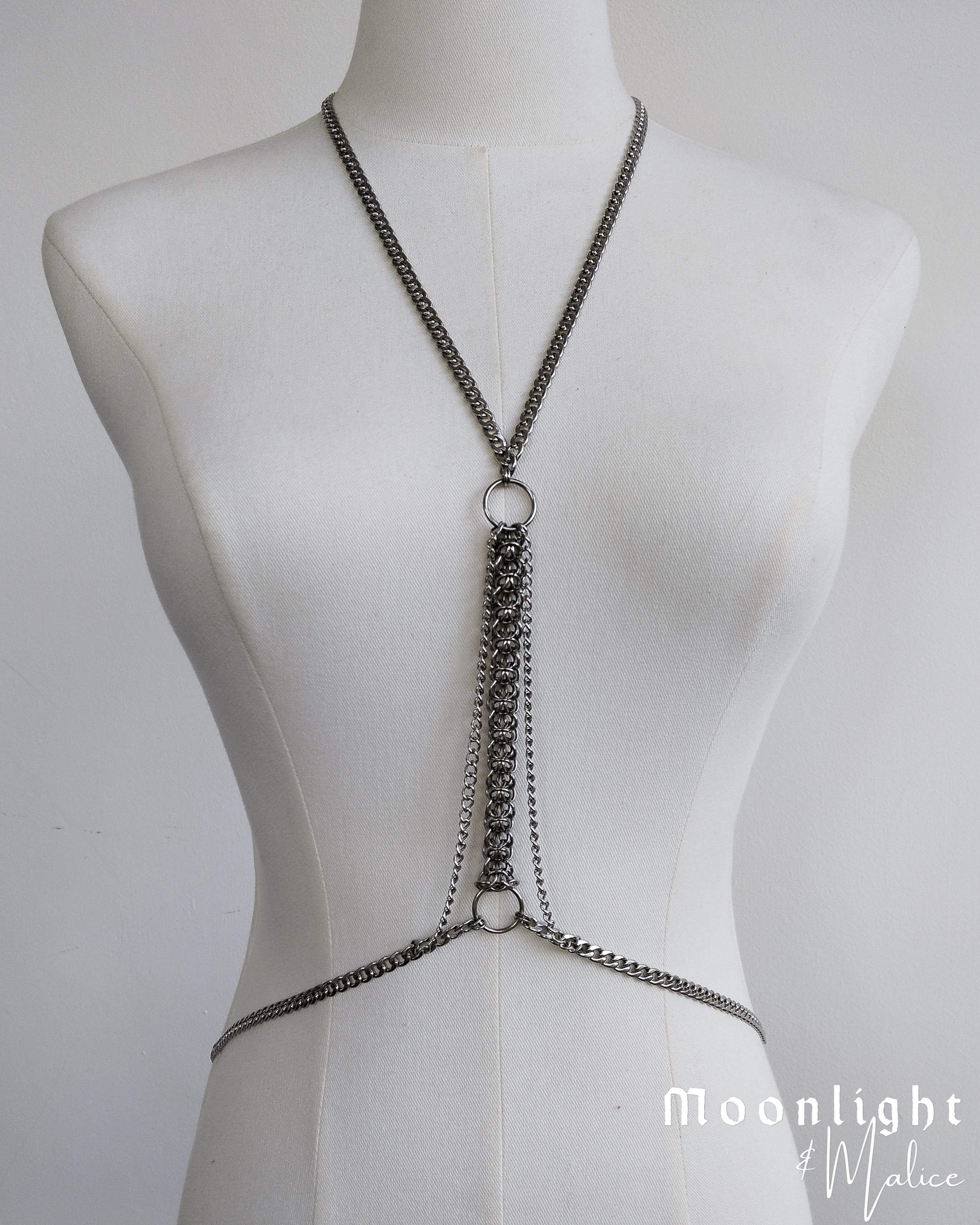 The Emerie Chainmail Body Chain in Stainless Steel