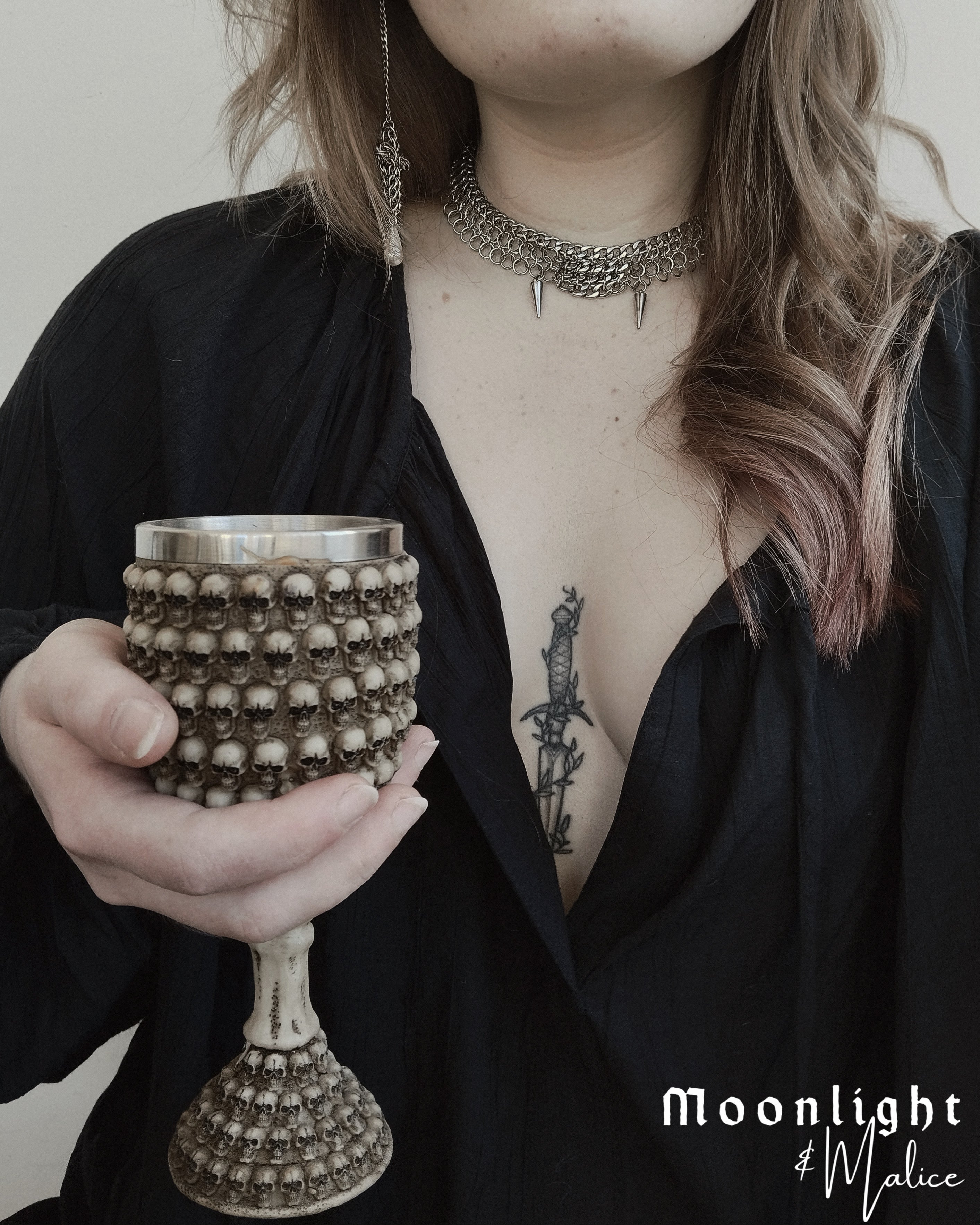 The Viktoria Vampiric Chainmail Choker in Stainless Steel