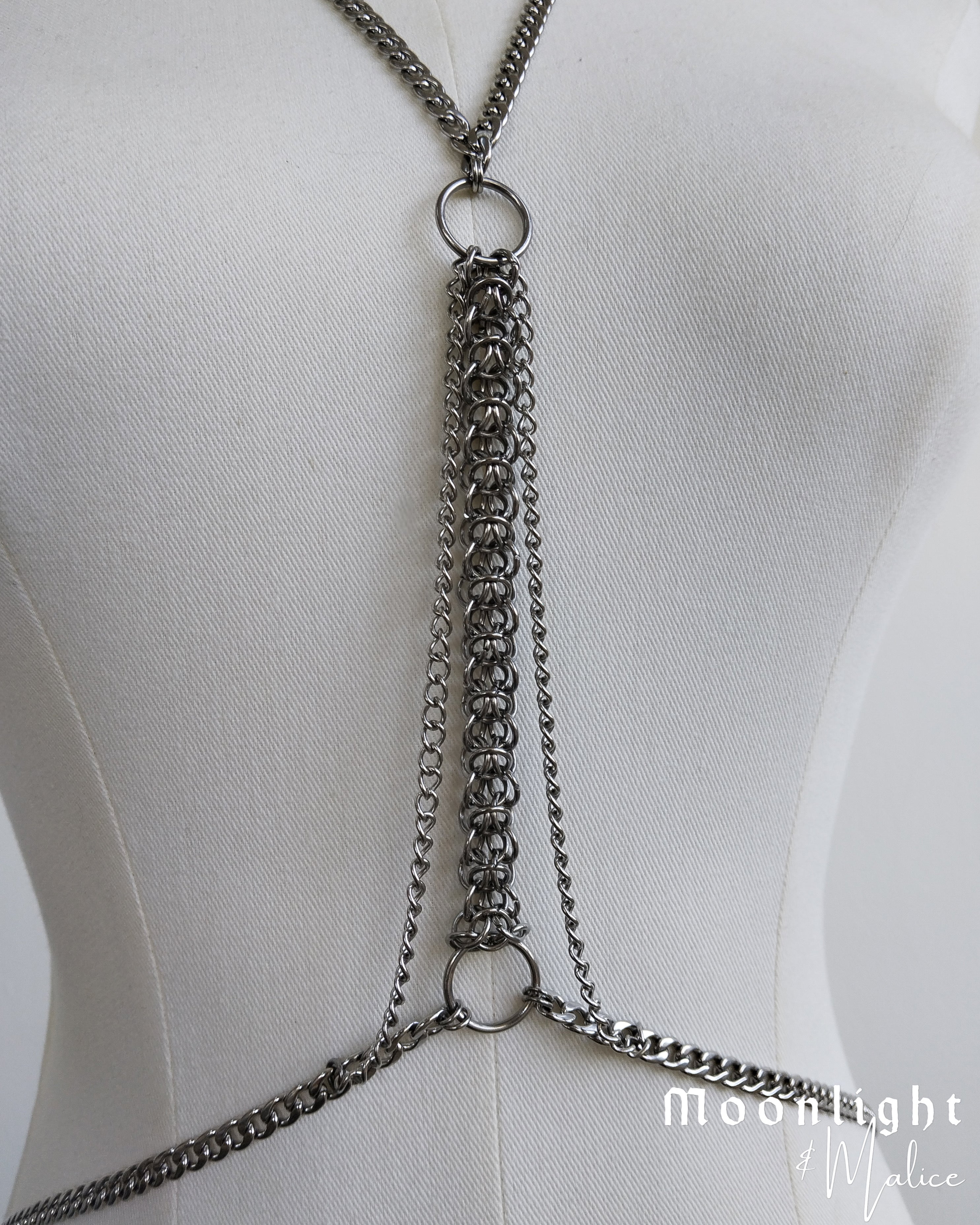 The Emerie Chainmail Body Chain in Stainless Steel