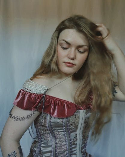 One of a Kind - The Chainmail & Pearl Shoulder Armour in Stainless Steel