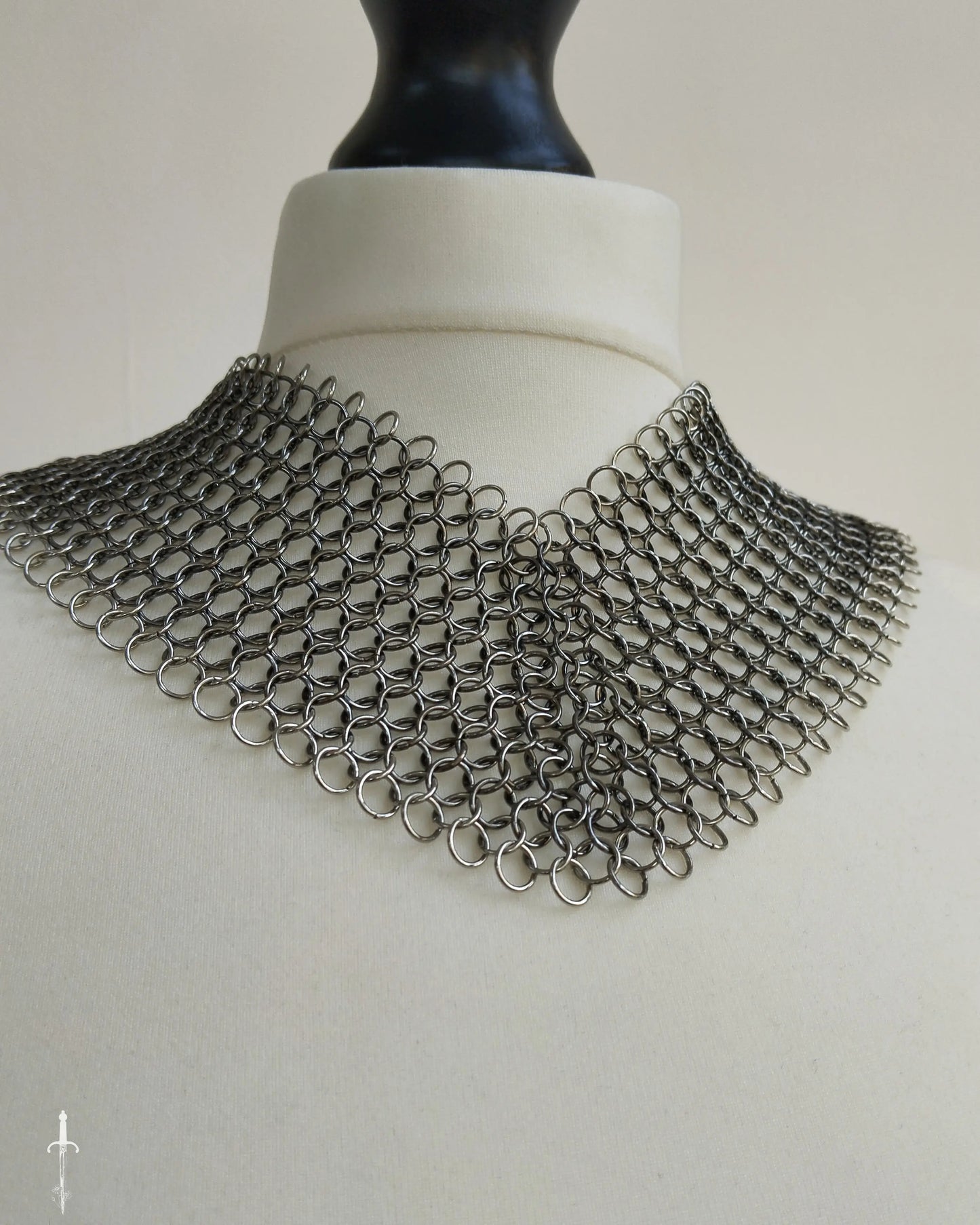 The Olivia Chainmail Collar in Gun Metal Black with Stainless Steel