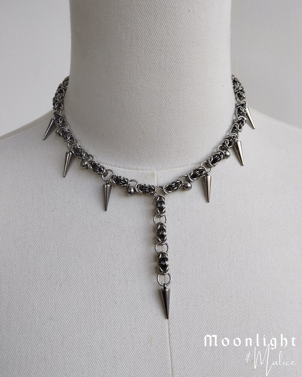 The Duri Chainmail Necklace in Stainless Steel & Gunmetal Black