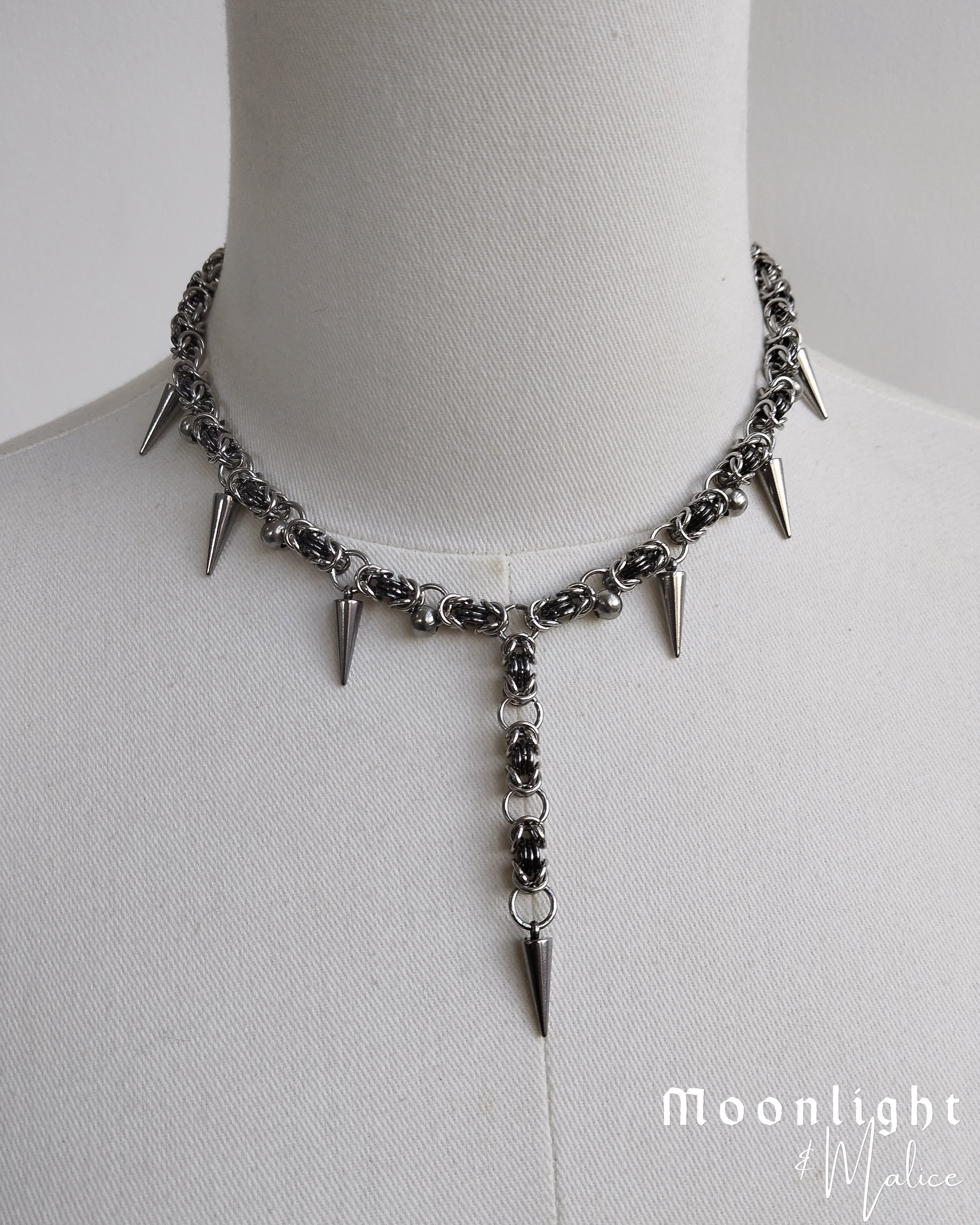 The Duri Chainmail Necklace in Stainless Steel & Gunmetal Black