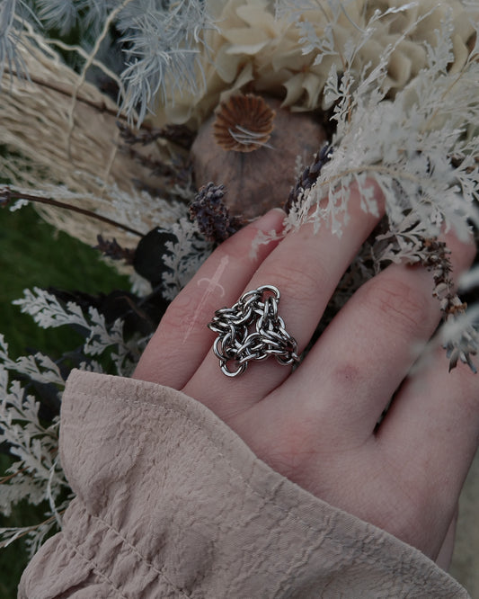 The Chainmail Shield Statement Ring