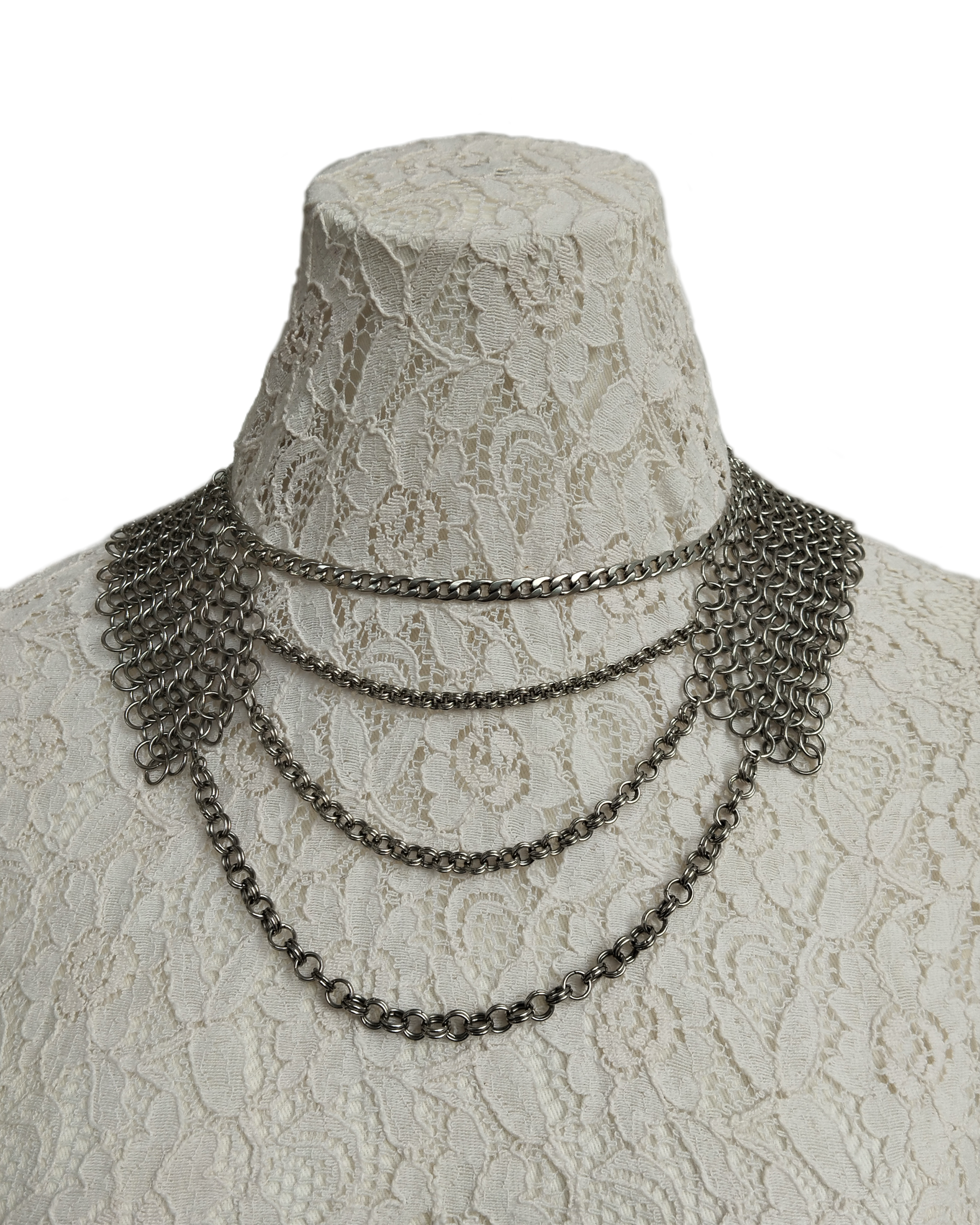The Theia Chainmail Collar Necklace in Stainless Steel